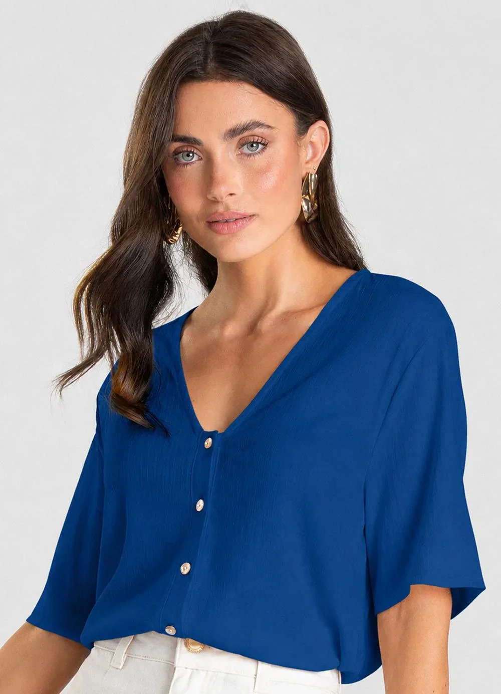 Dianna - Blusa Feminina em Tecido de Viscose Azul