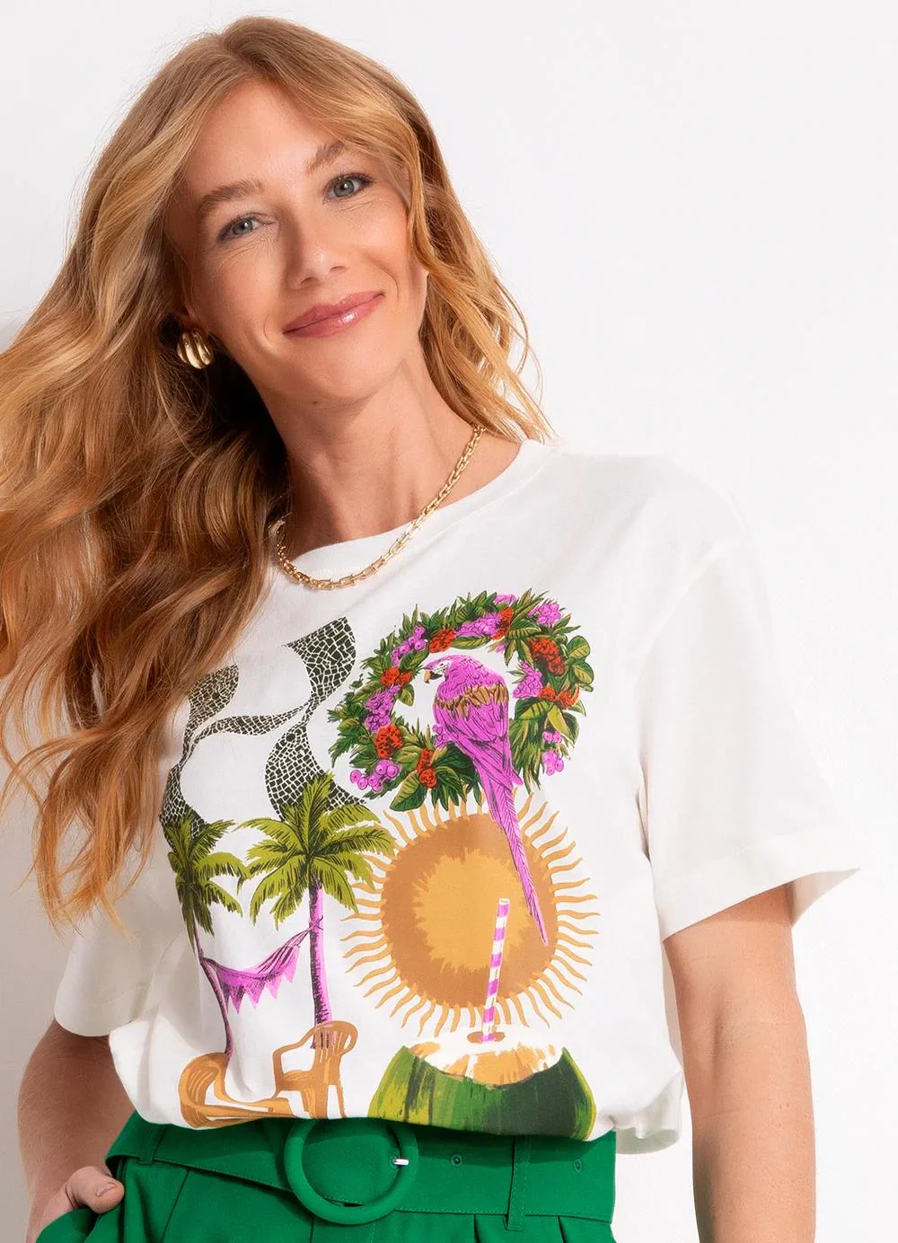 Farm - T-Shirt Média Hohoho Off White