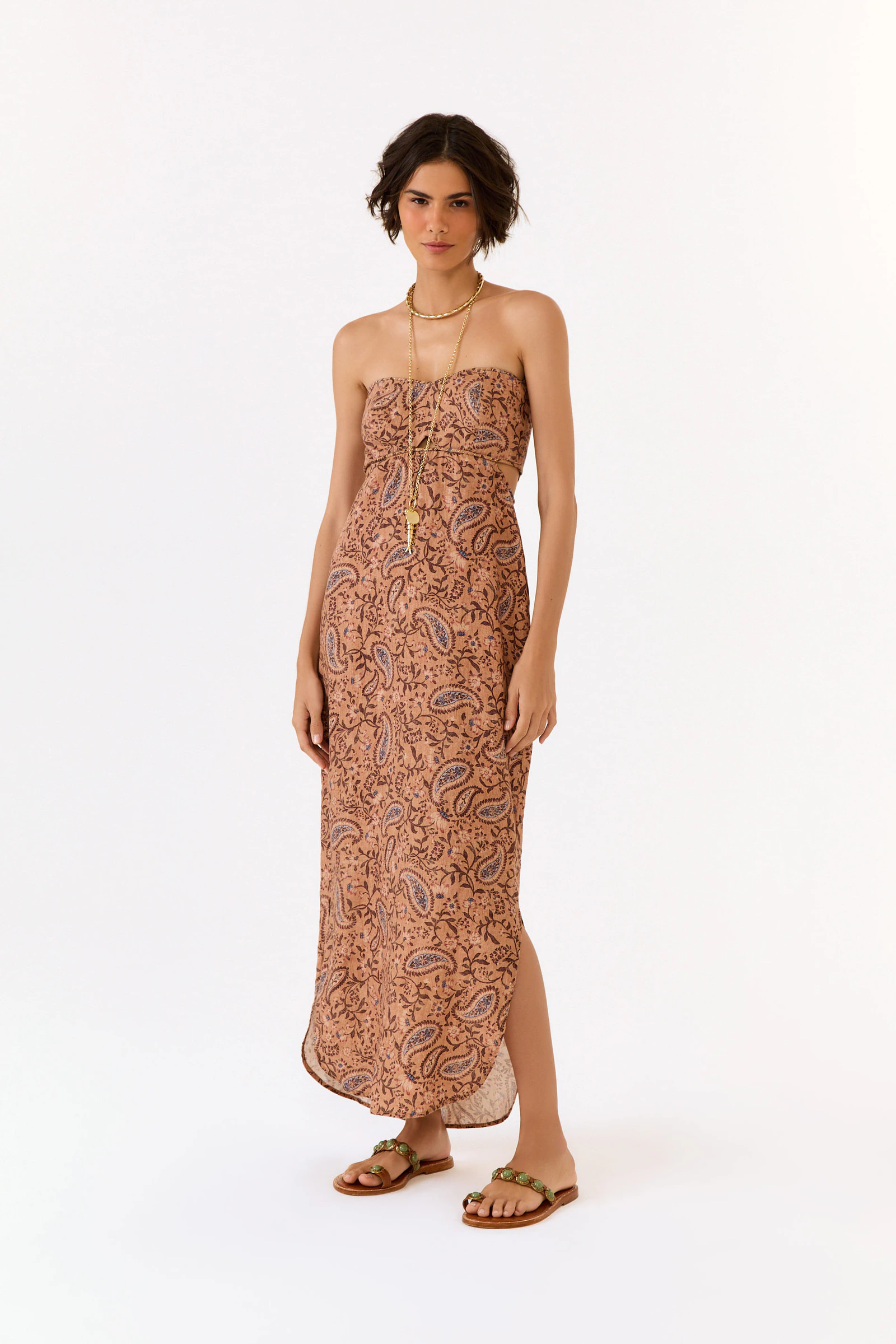 Vestido Linho Estampa Hippie Ginger