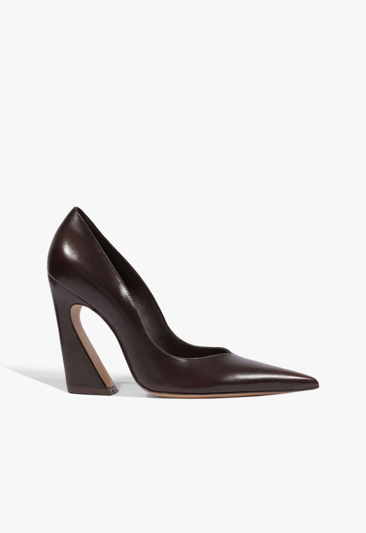 Scarpin Lexi Block Salto Alto Couro Marrom