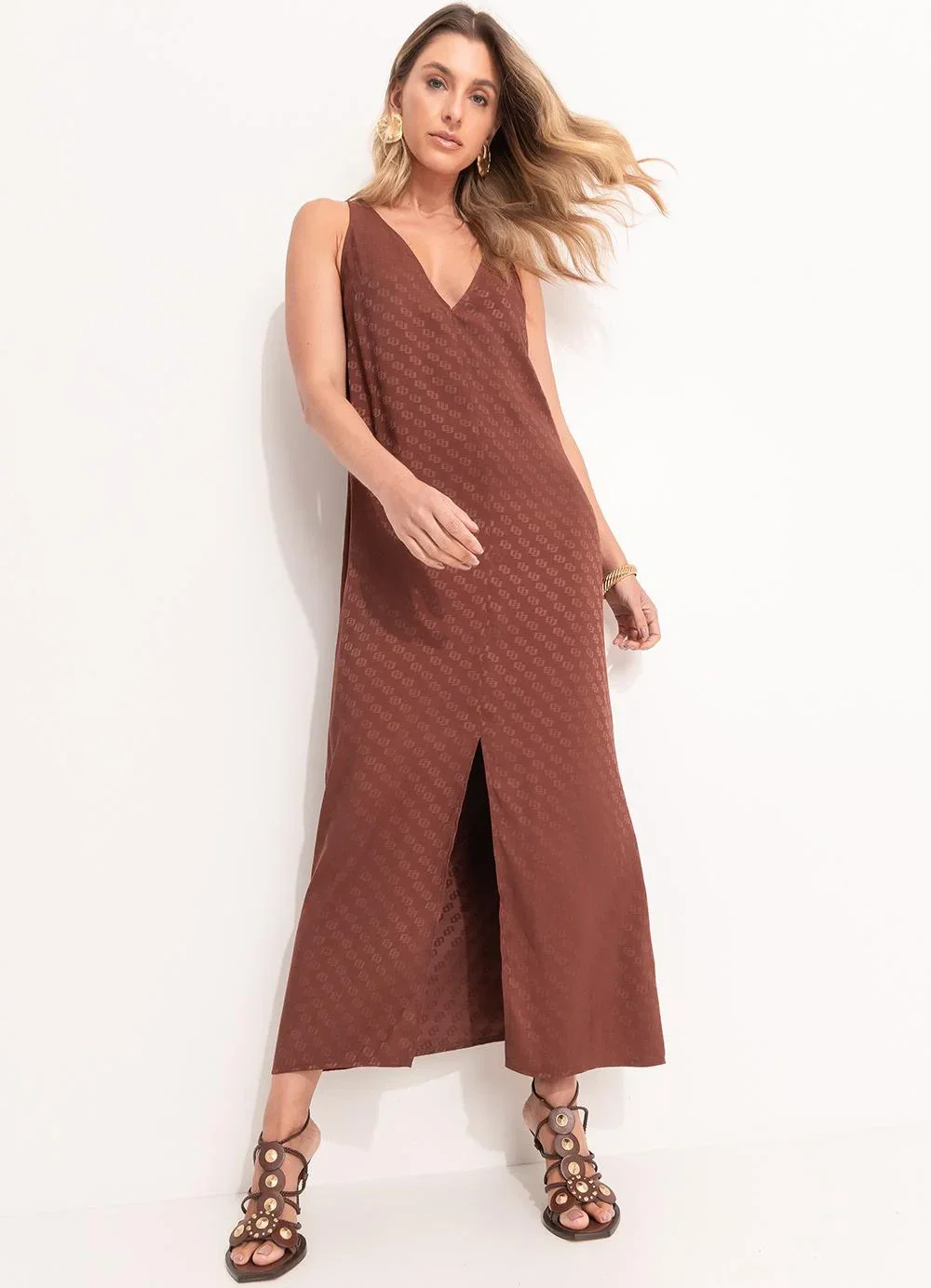 Colcci - Vestido Jacquard Marrom