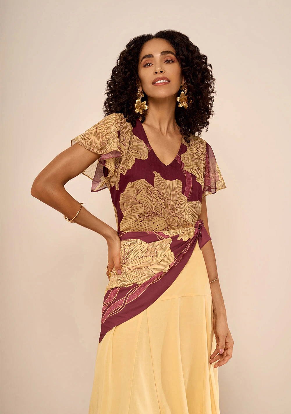 Blusa Manga Curta Camélia Bordo