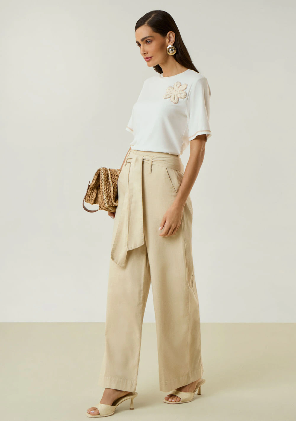 Calça Maria.Valentina Pantalona Alta Off White