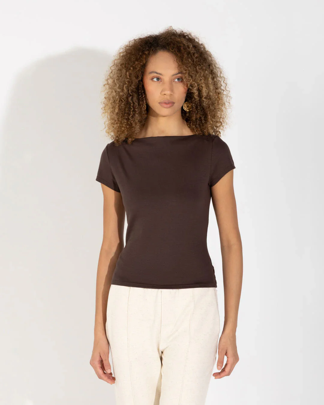 Camiseta Cotton Pima Decote Reto Feminina