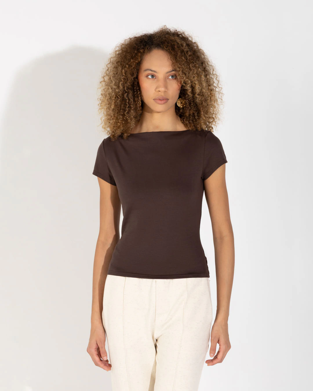 Camiseta Cotton Pima Decote Reto Feminina