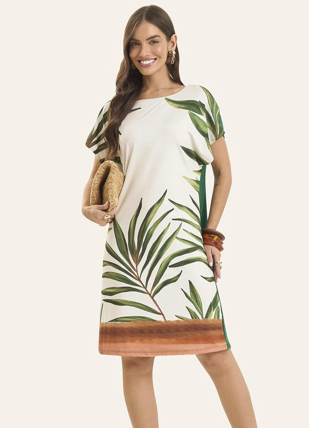 Rovitex - Vestido Curto Feminino Visco Creponada Verde