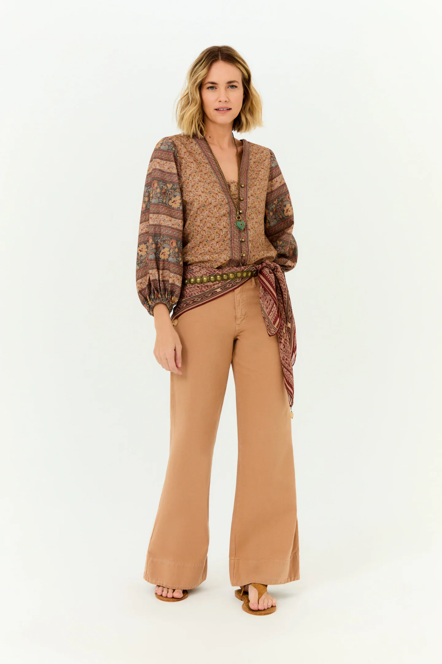 Calça Sarja Wide Bolsos Frente