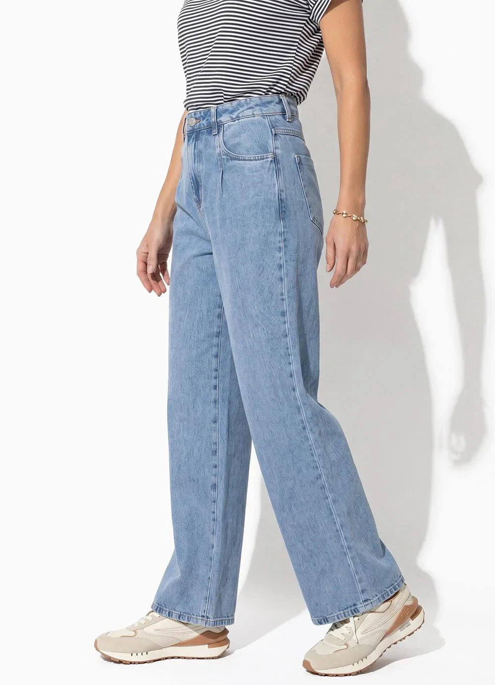 Sawary Jeans - Calça Wide Leg Sawary Jeans com Bolsos