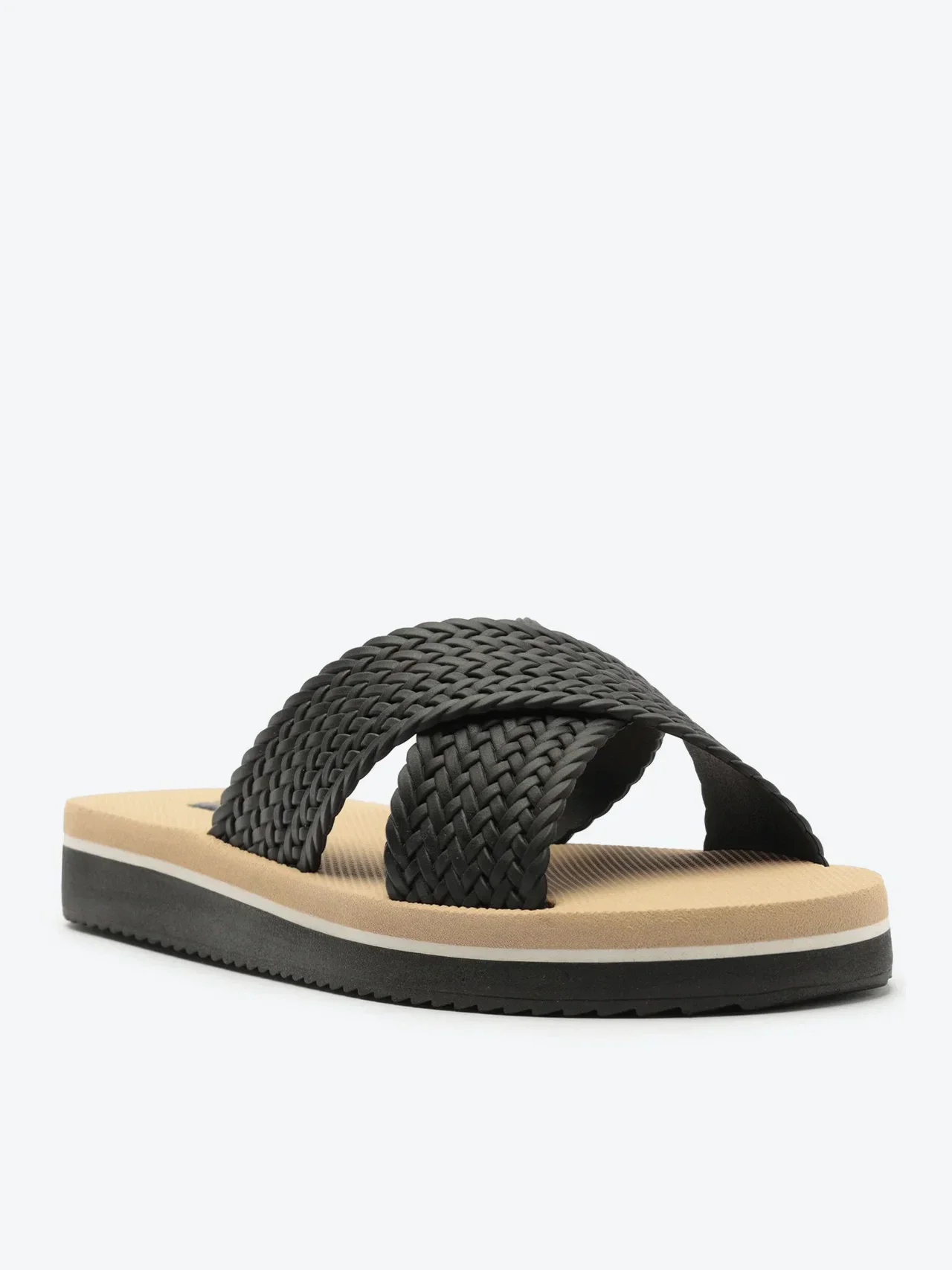 Chinelo Tiras Cruzadas Pop Flatform Preta