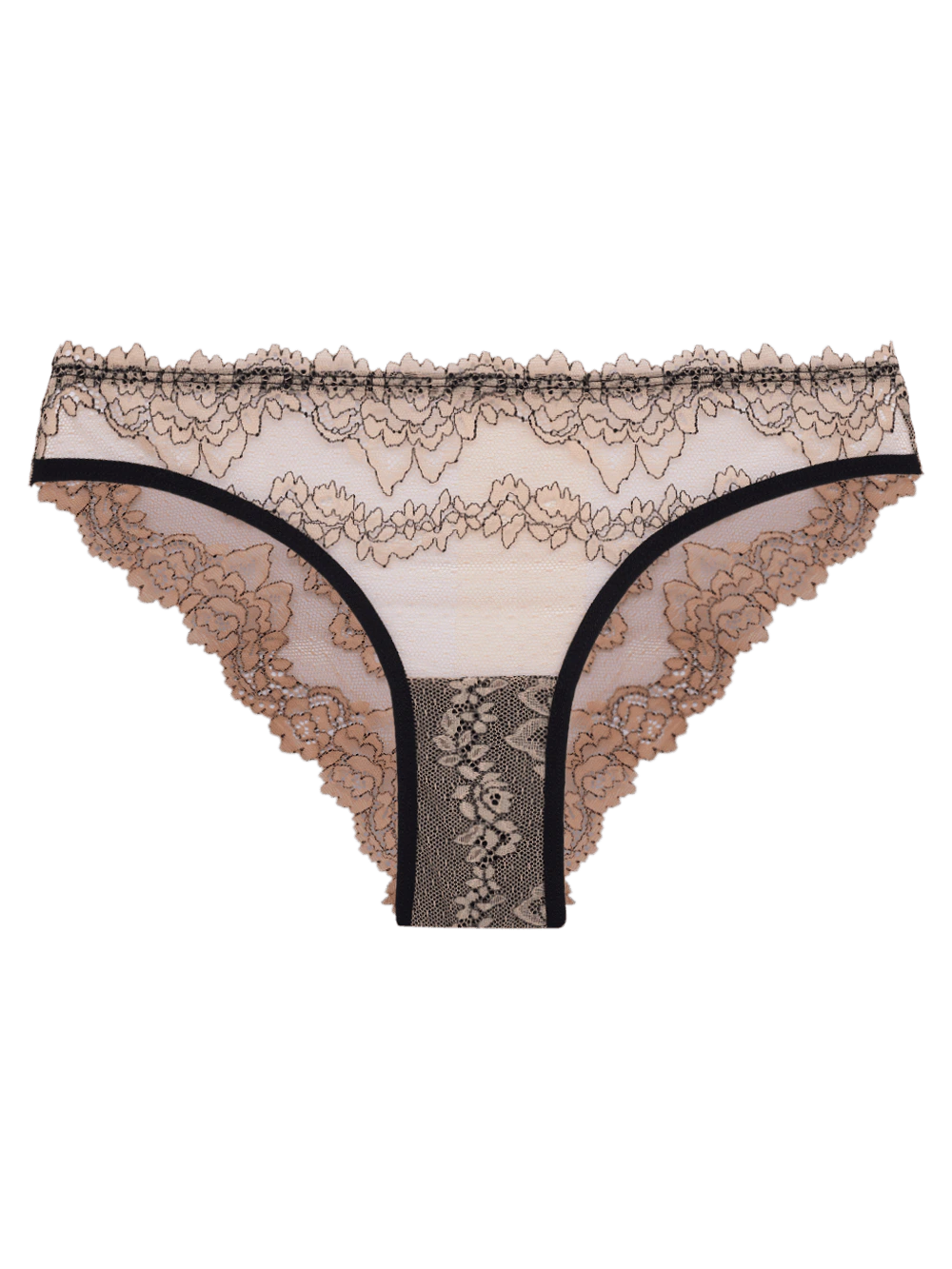 Calcinha Tanga Renda Femme Nude/Preto