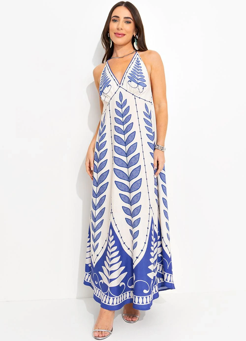 Farm - Vestido Cropped Samambaia Azul