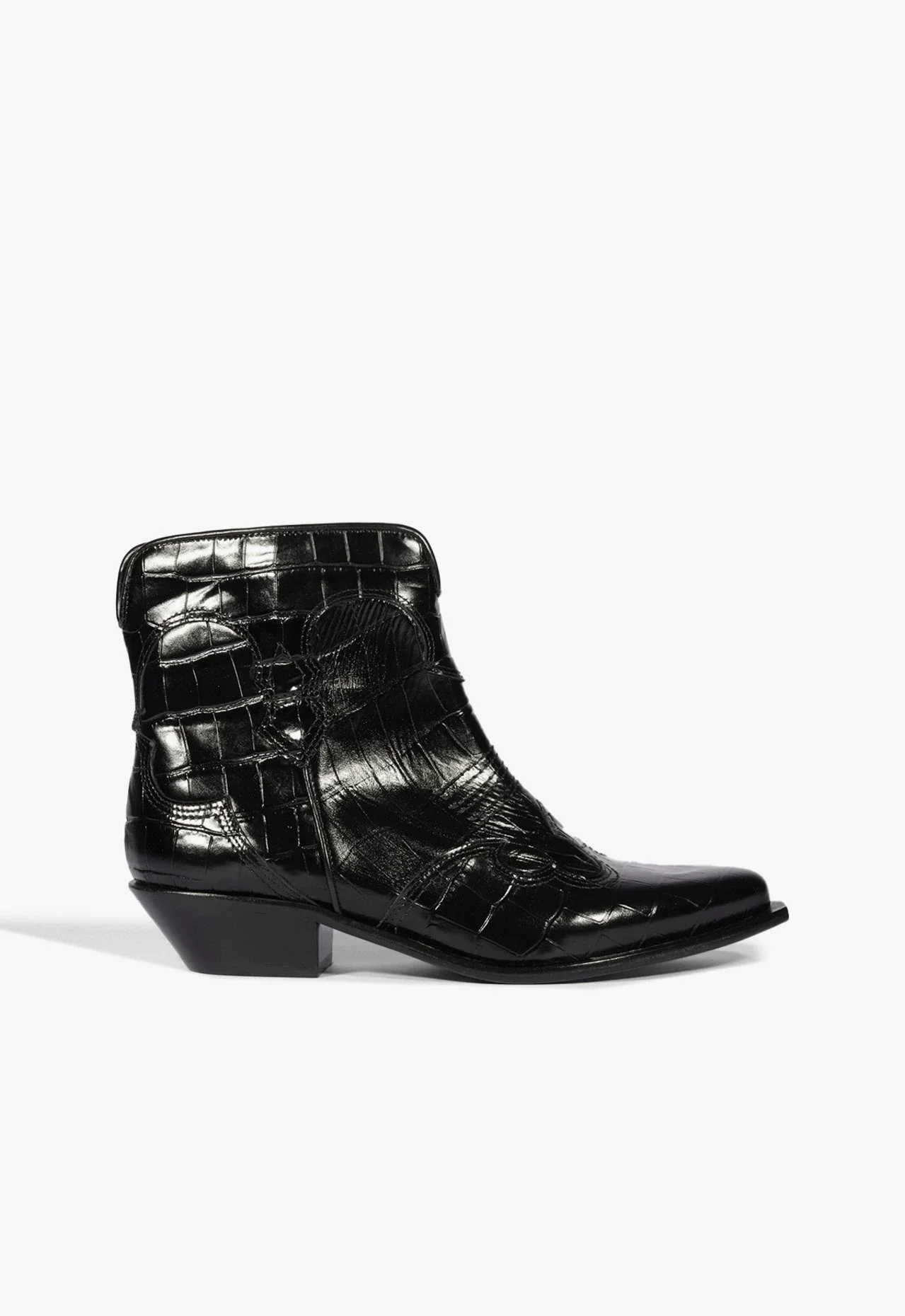 Bota Tennesse Couro Croco Preta