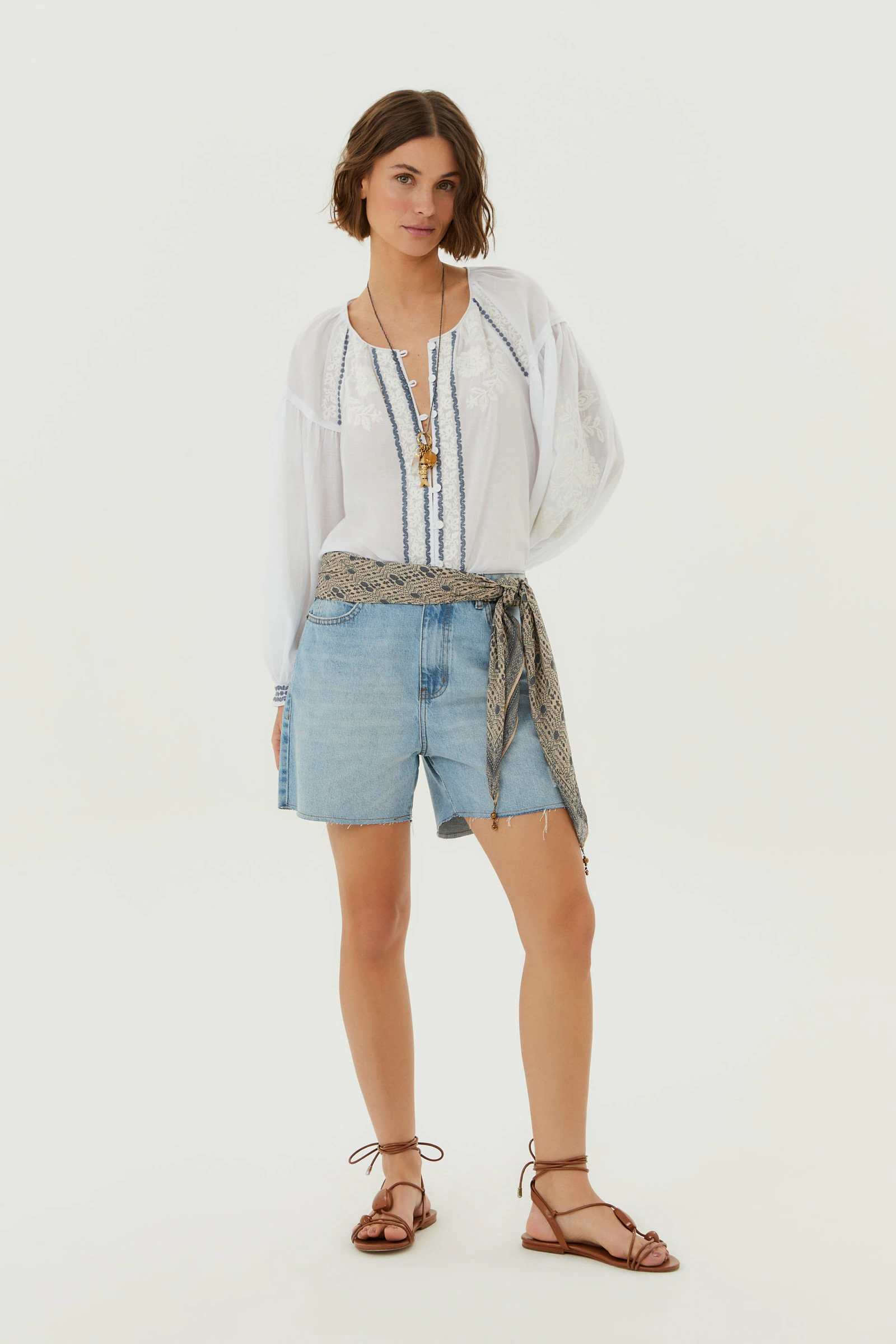 Bermuda Jeans Used Bigodês Blue