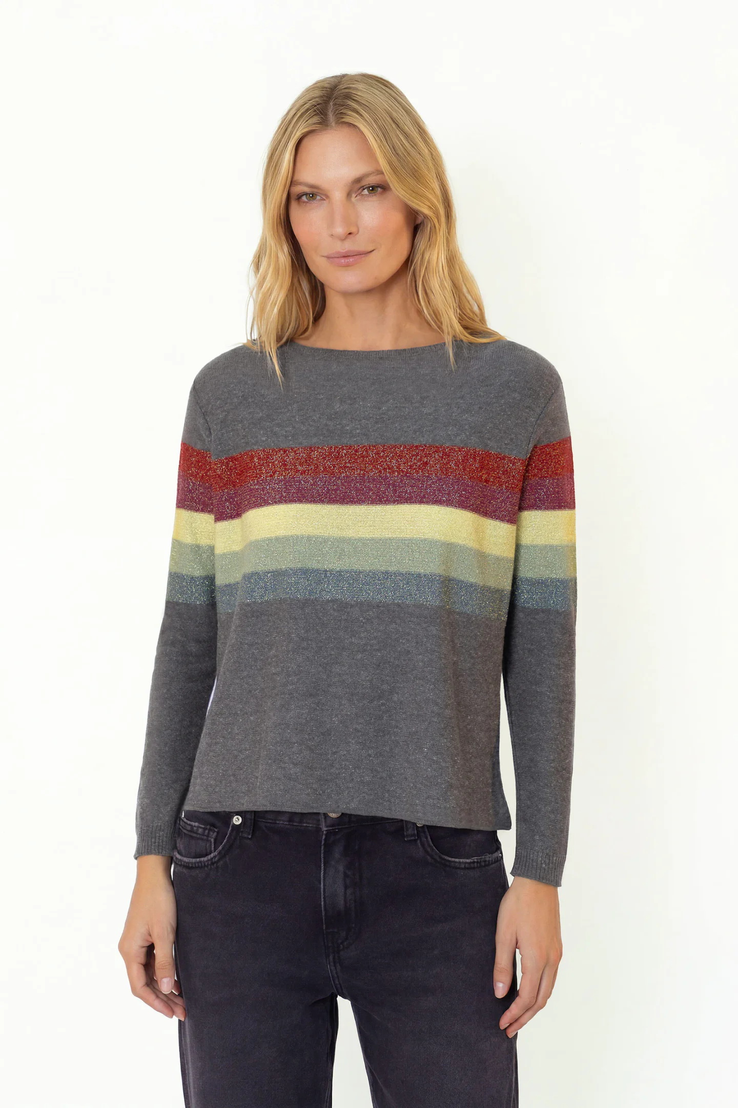 Blusa Tricot Listras Com Lurex