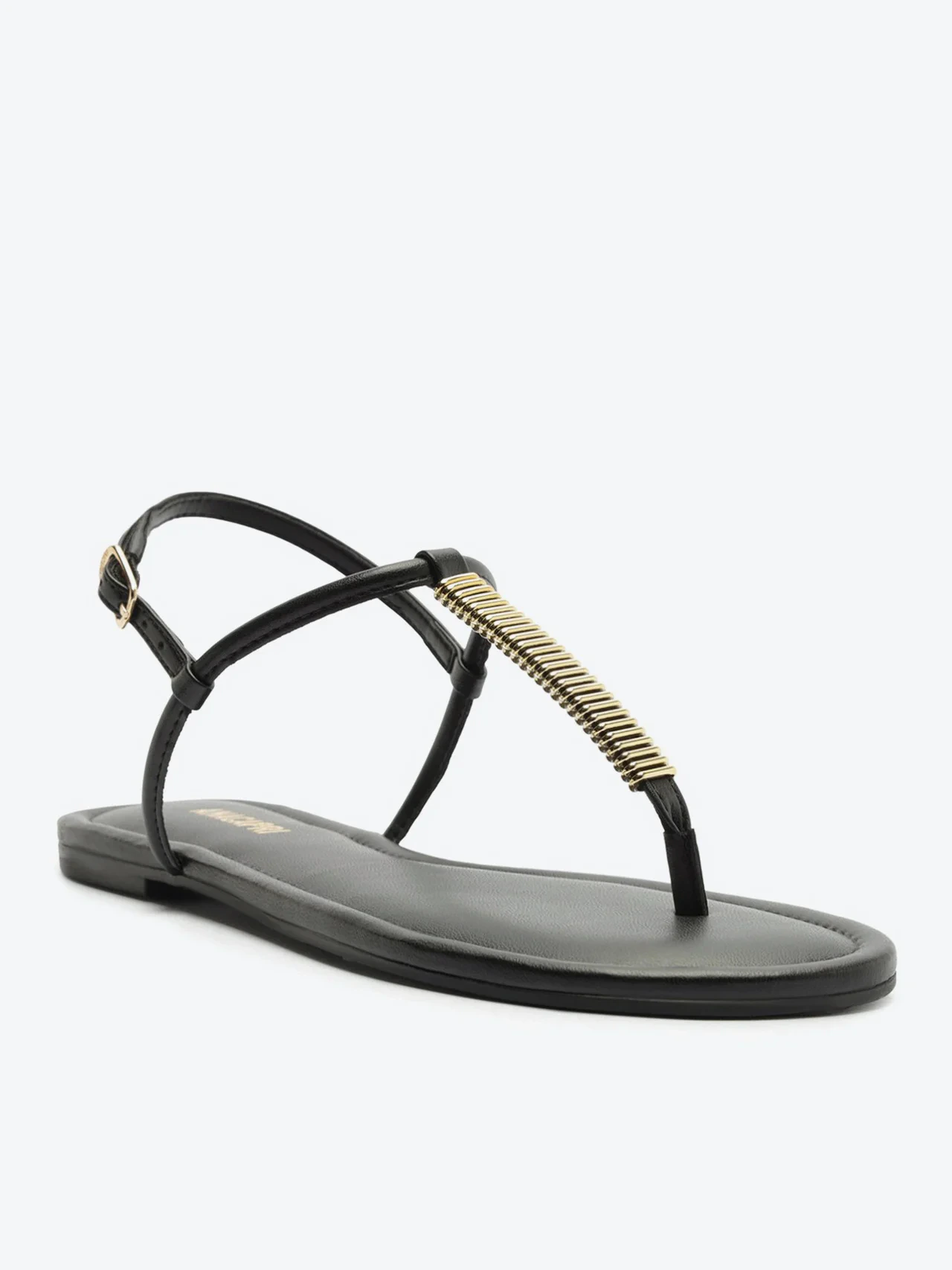 Rasteira Slim Adorno Metal Preta