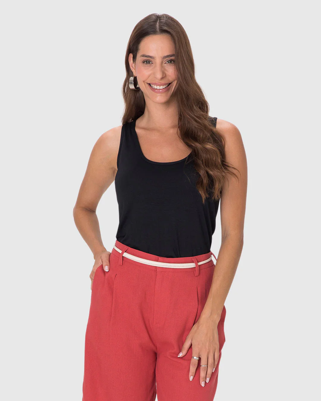 Regata Básica Feminina Evasê Em Malha Viscose Stretch