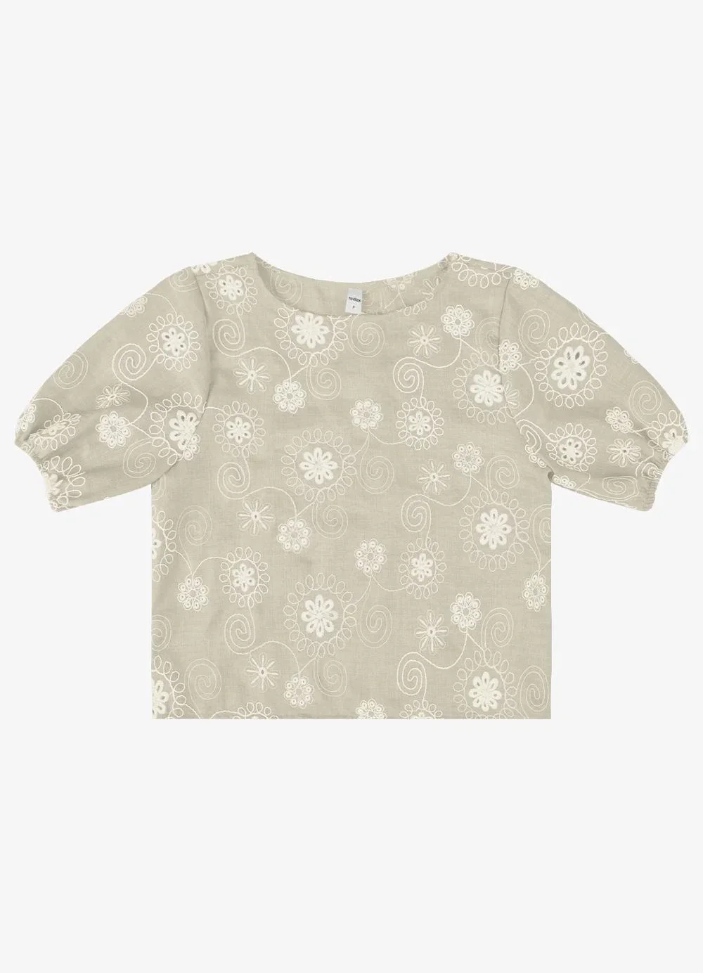 Rovitex - Blusa Feminina em Poly Bordado Bege