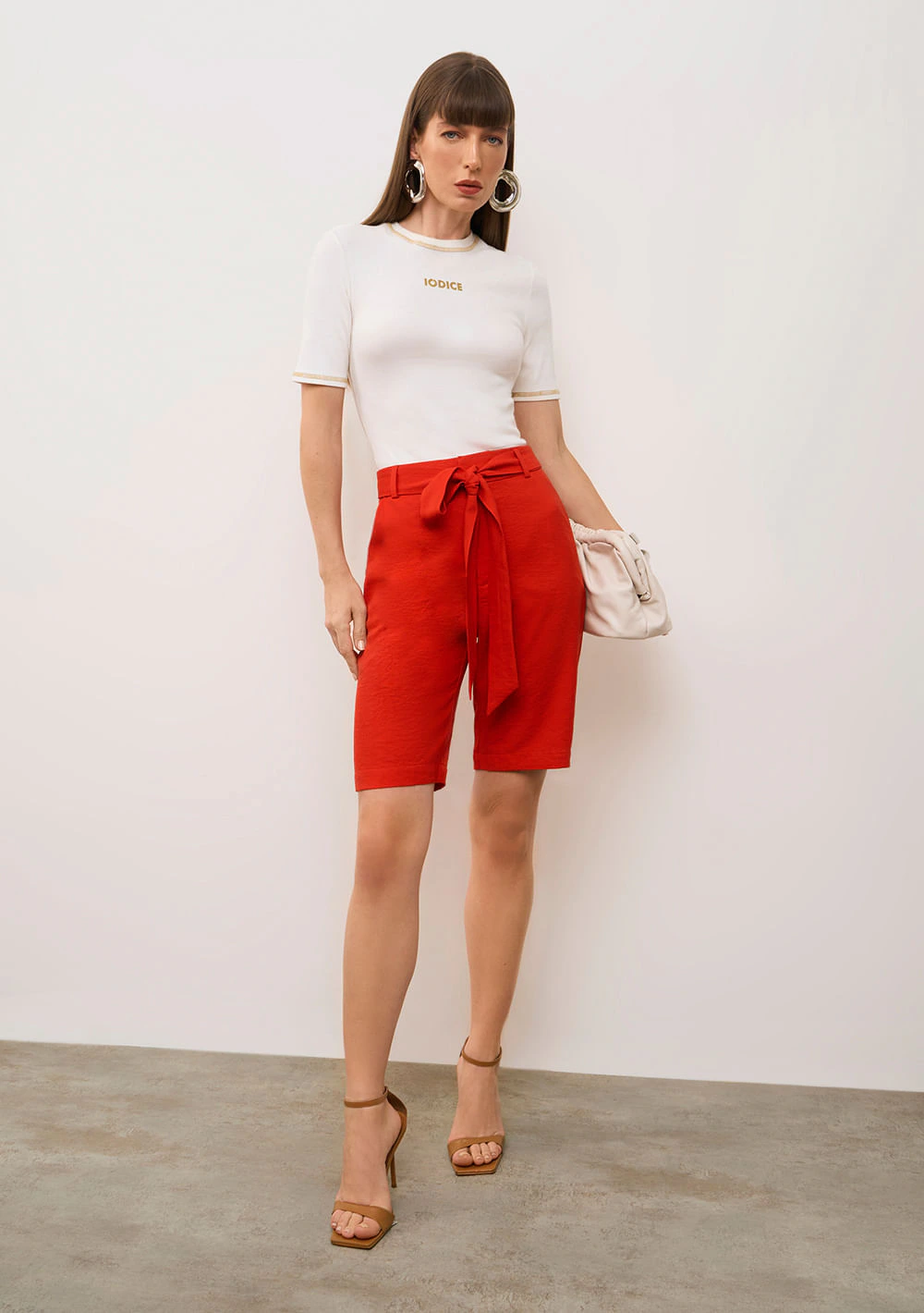 Bermuda Iódice Reta Alta Vermelho