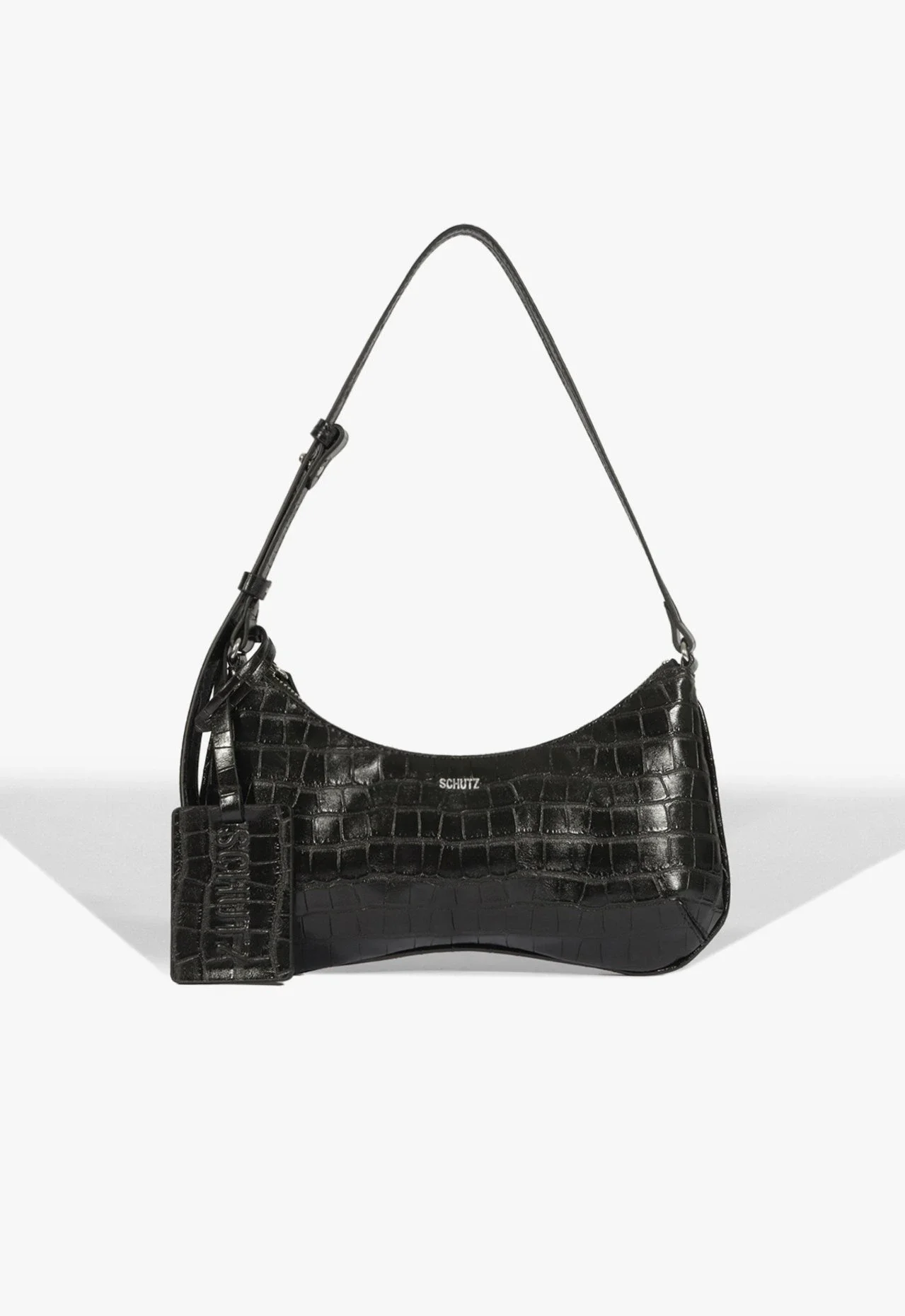 Bolsa Média Yumi Croco Preta