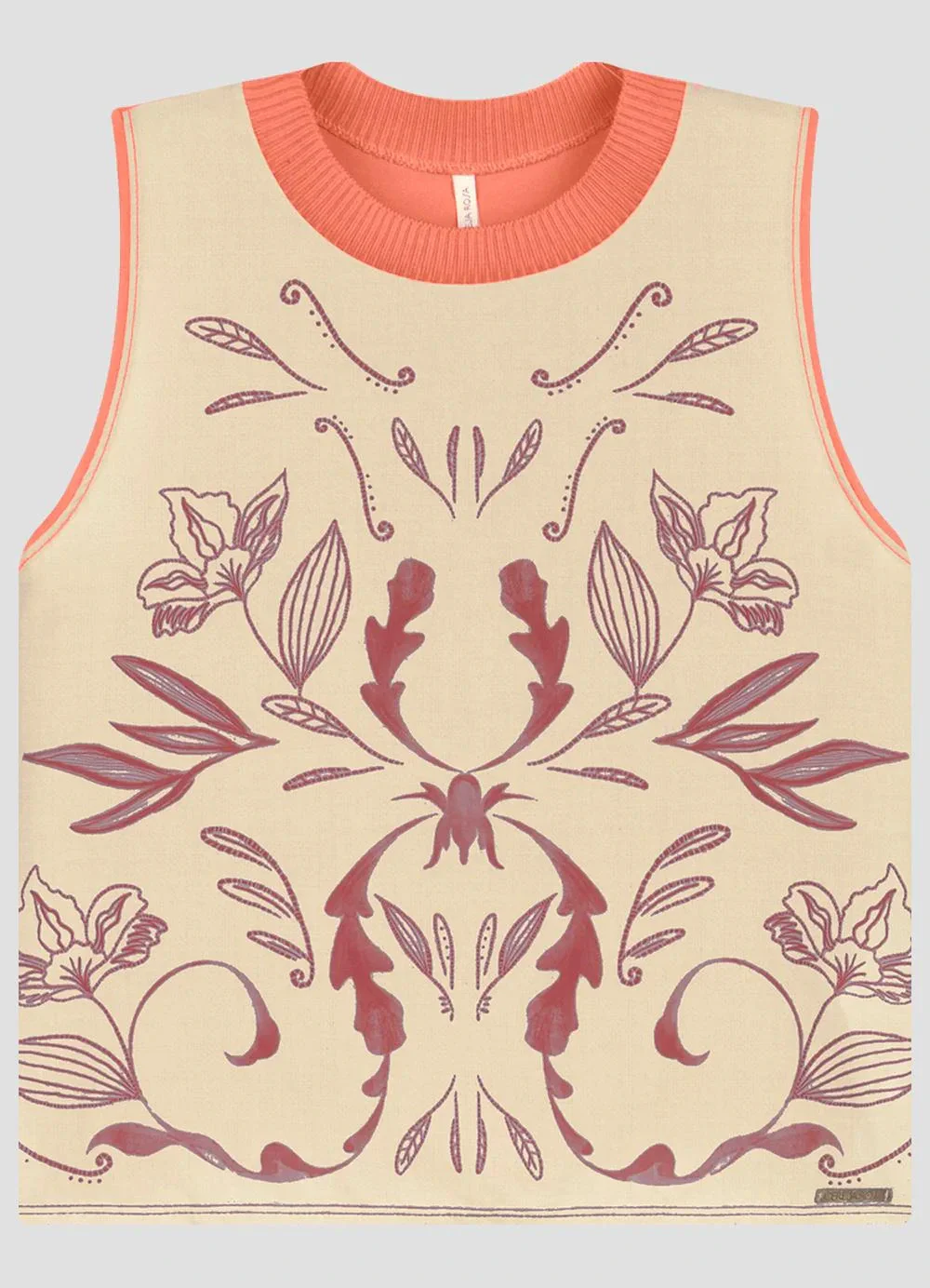 Cereja Rosa - Blusa em Viscose e Tecido Plano Resort Laranja