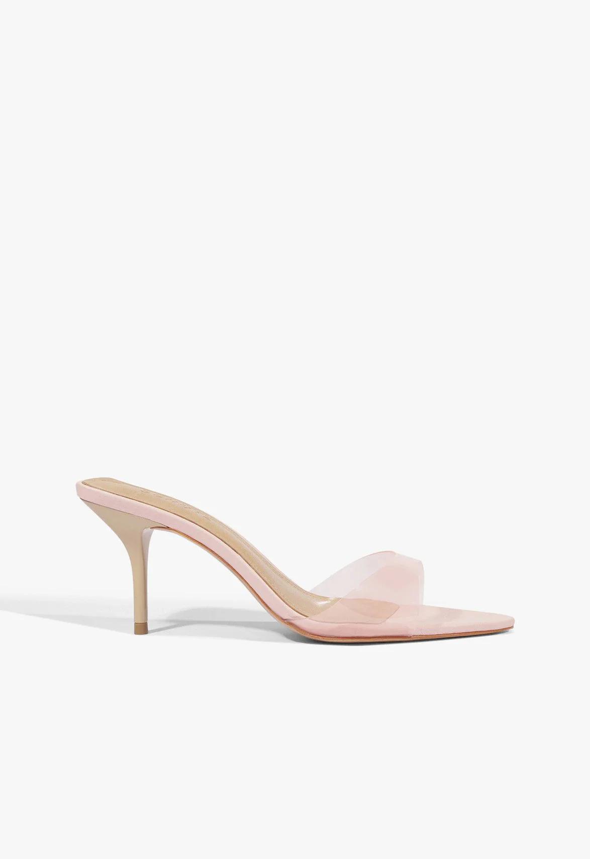 Sandália Salto Médio Bico Folha Cromado Rosa