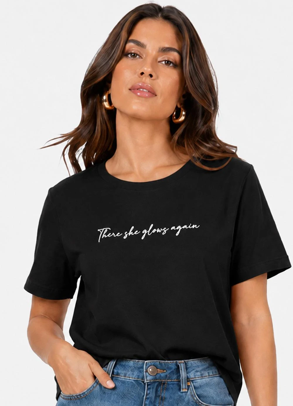Infinita Cor - Blusa Feminina com Estampa Localizada Preto