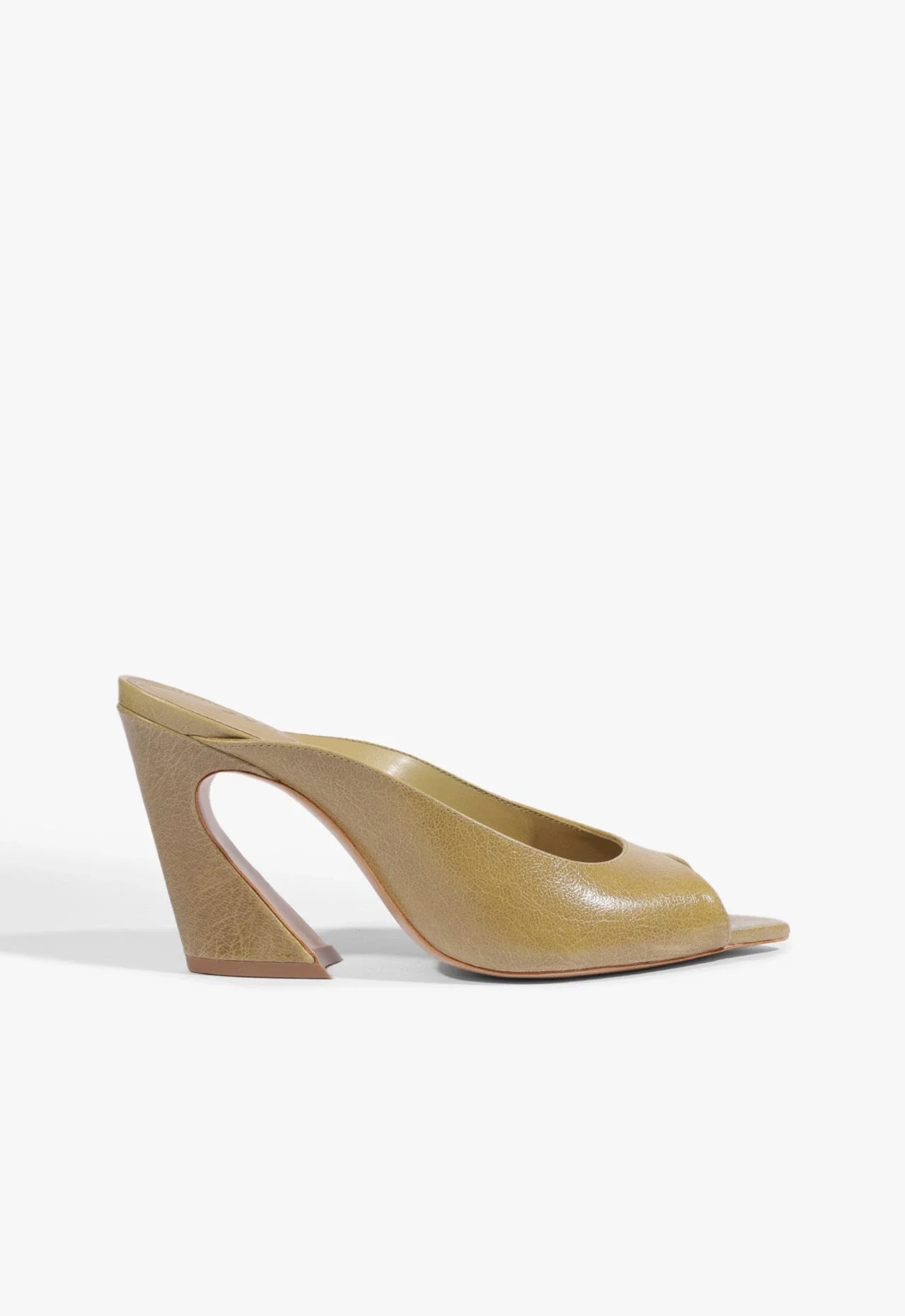 Mule Lexi Block Couro Verde Oliva