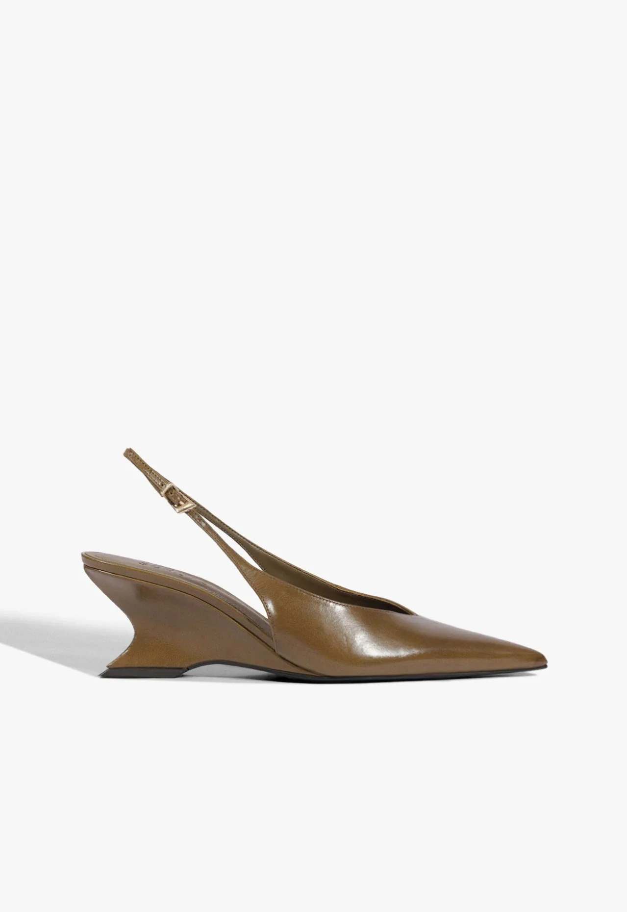Slingback Siena Mid Buckle Couro Verde Oliva