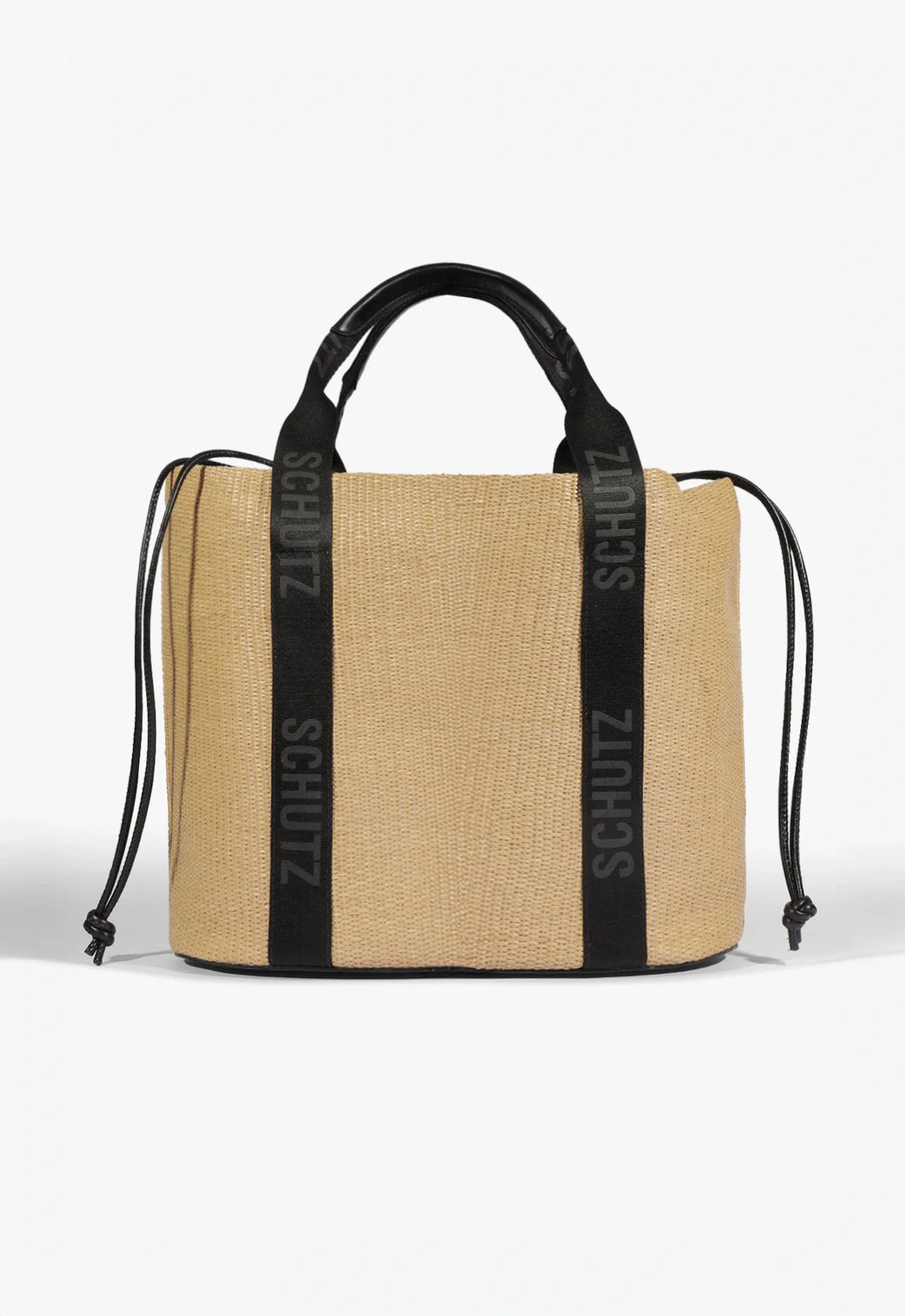 Bolsa Shopping Grande Ráfia Natural Preta