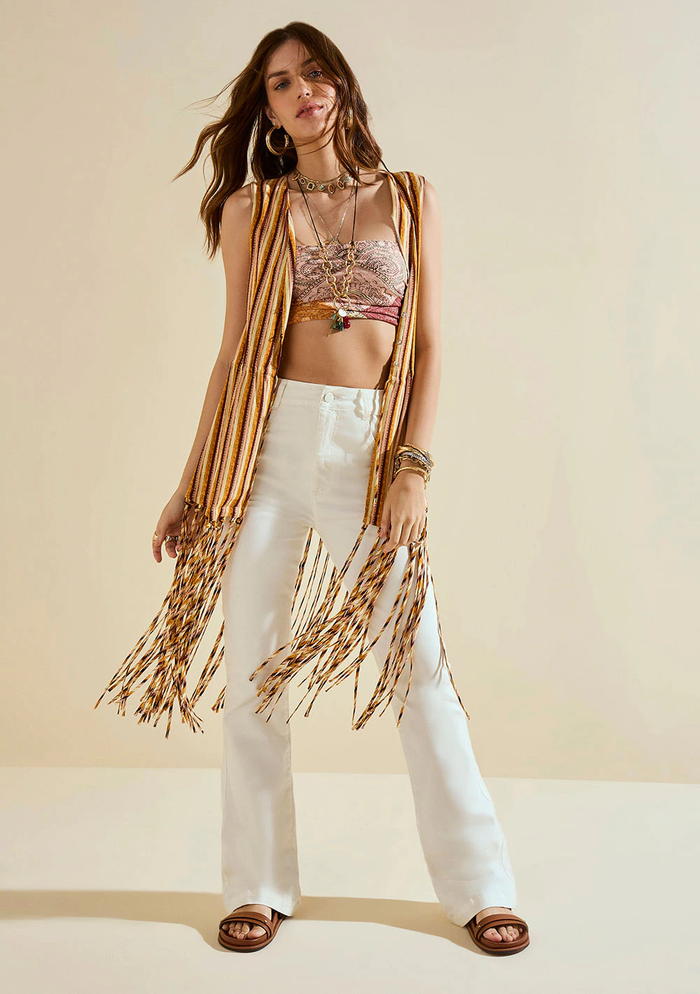 Calça Morena Rosa Boot Cut Alta Off White