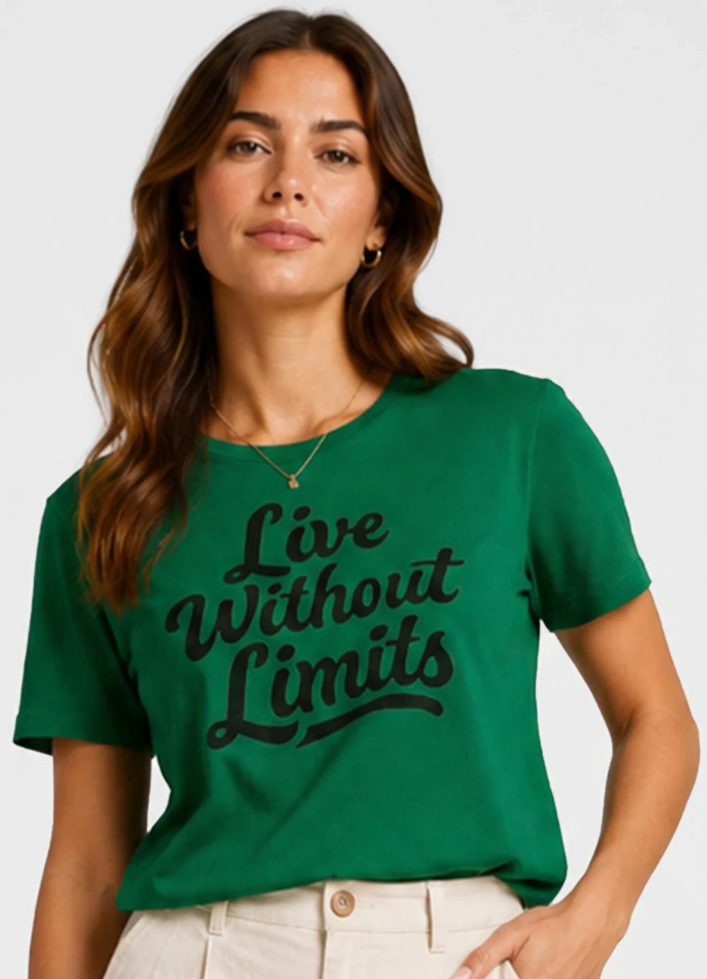 Infinita Cor - Blusa Manga Curta EstampadaVerde Escuro