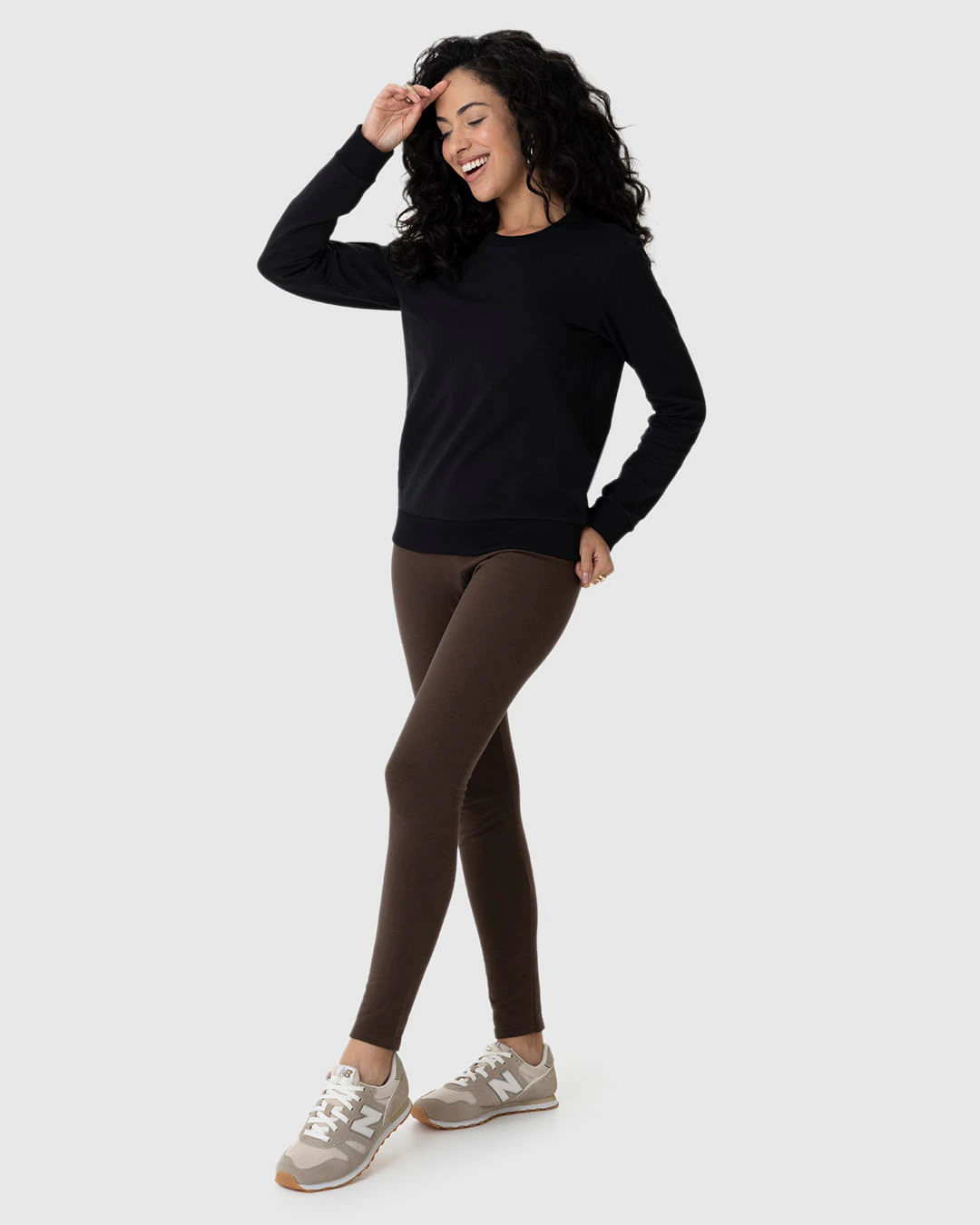 Calça Legging Básica Feminina Em Moletom Stretch Flanelado
