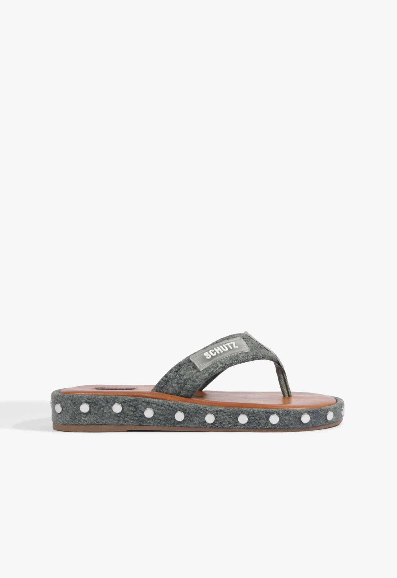 Papete Flatform Bico Redondo Studs Verde
