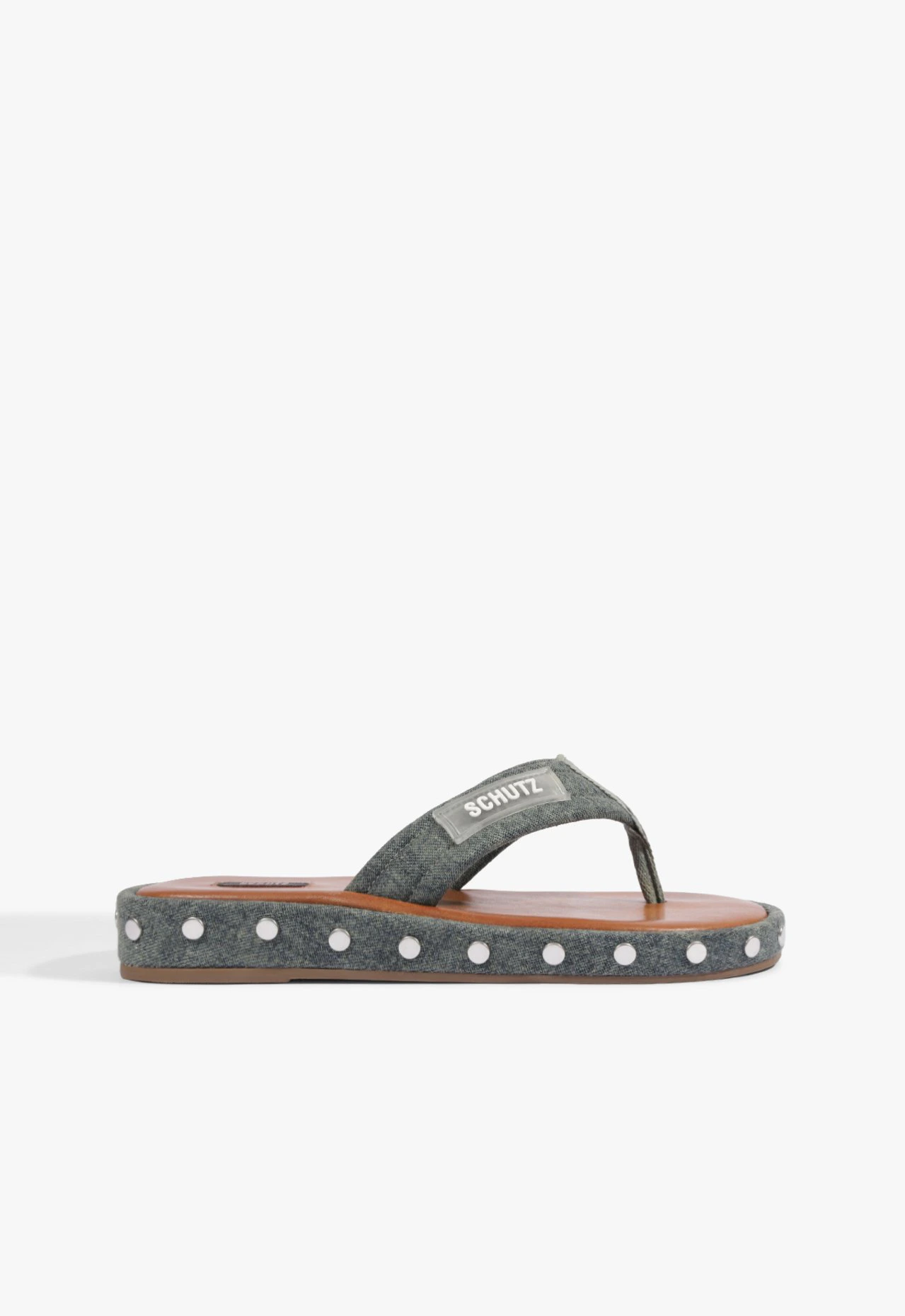 Papete Flatform Bico Redondo Studs Verde