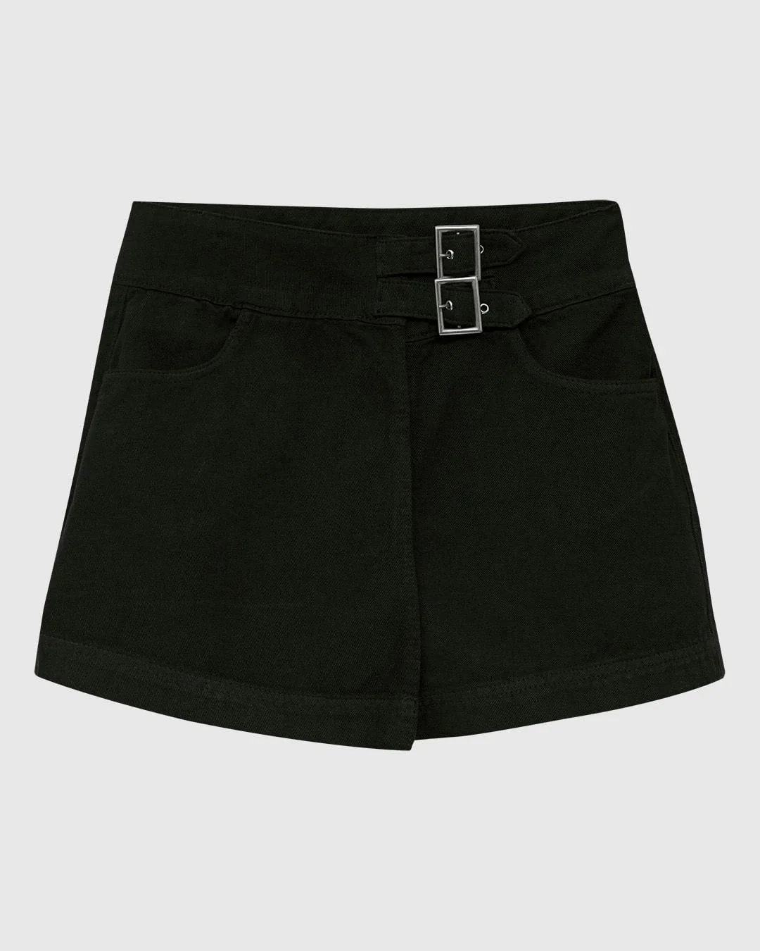 Shorts Saia Feminino Detalhe Fivela Dupla Metal Em Sarja - ENFIM