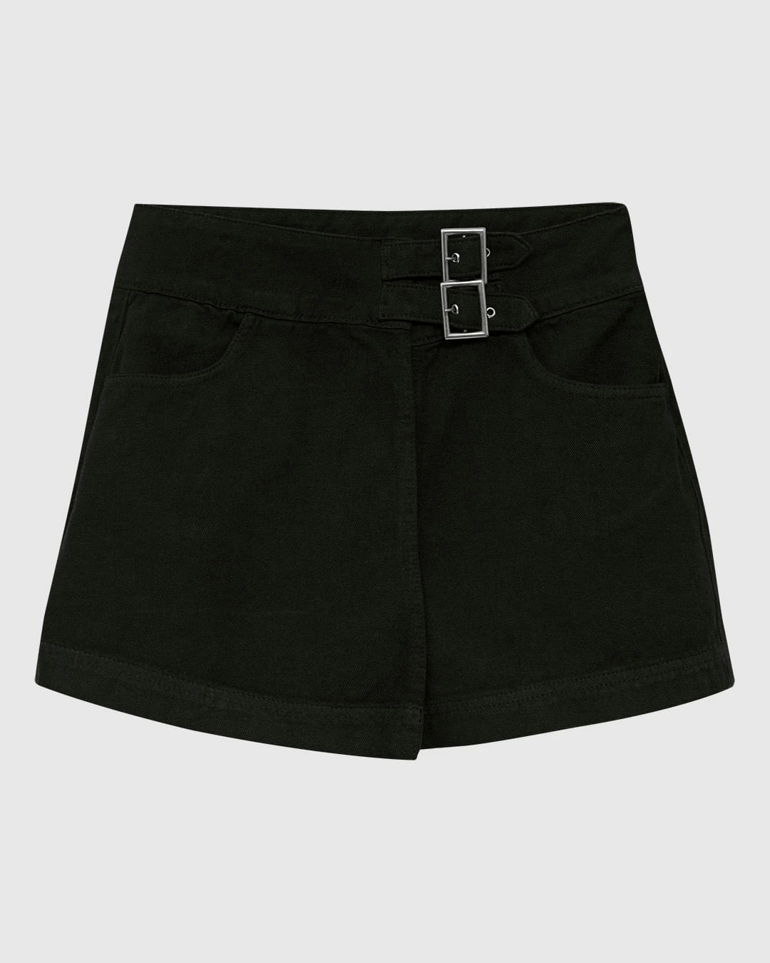 Shorts Saia Feminino Detalhe Fivela Dupla Metal Em Sarja - ENFIM