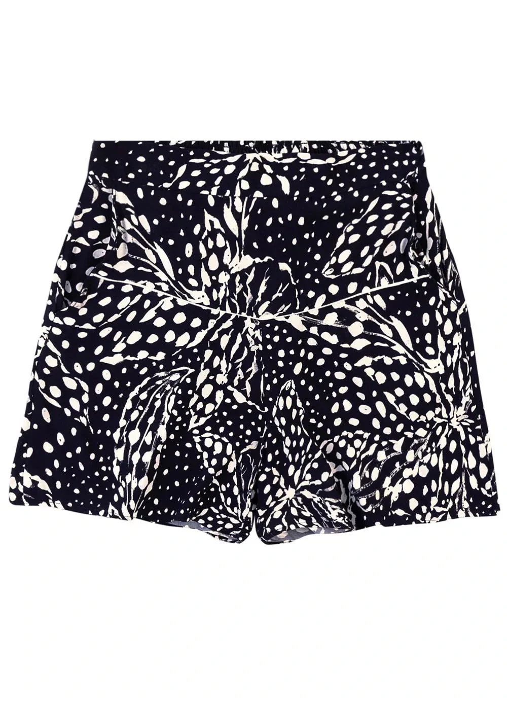 Malwee - Shorts Evasê Floral com Pala Preto