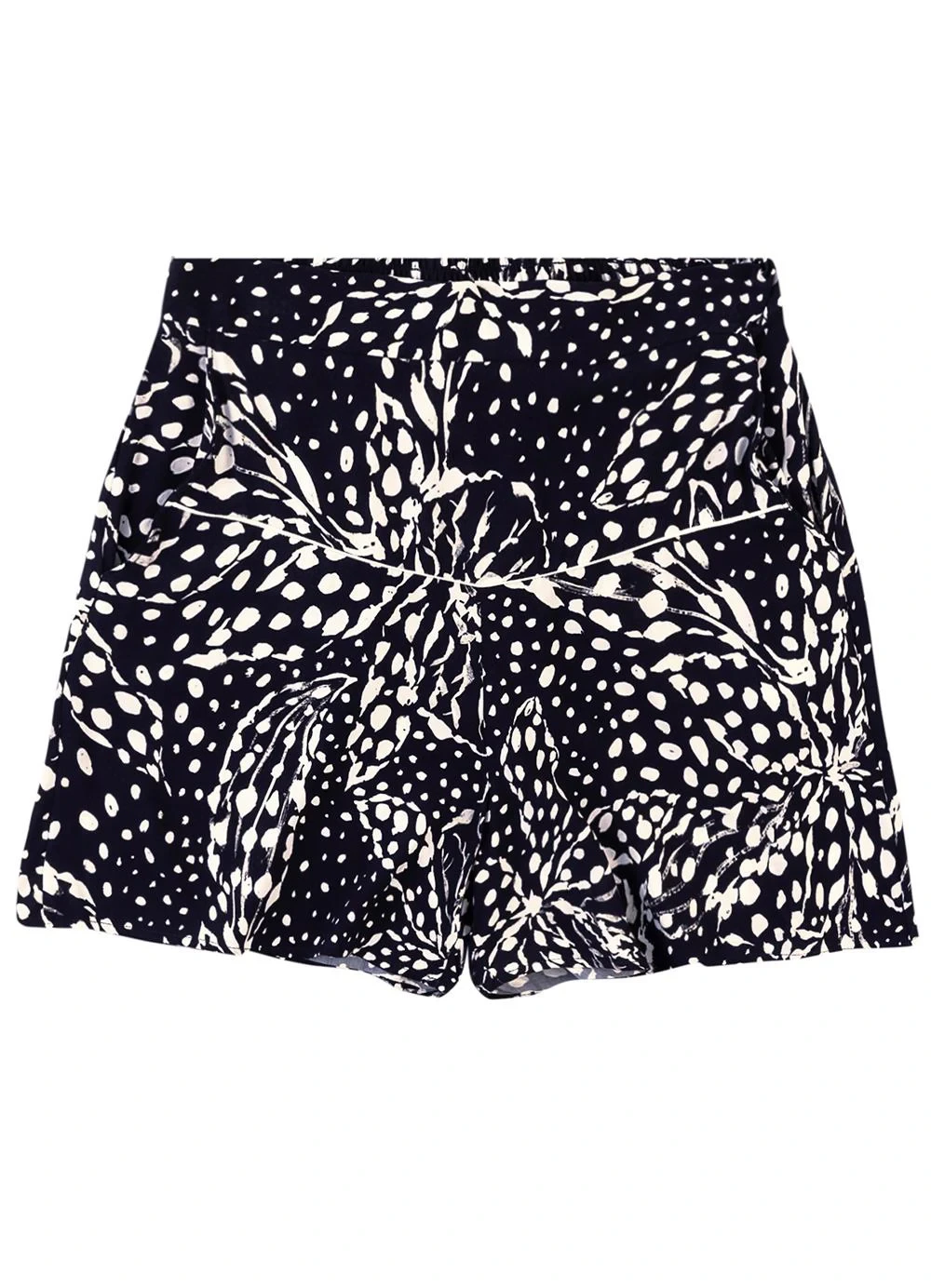 Malwee - Shorts Evasê Floral com Pala Preto