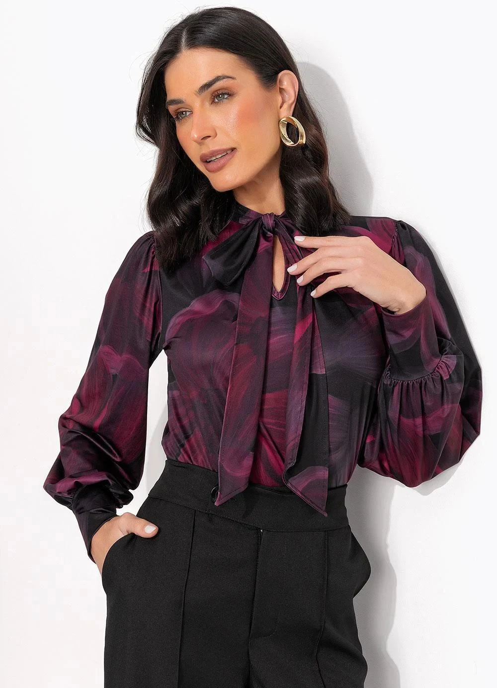 Quintess - Blusa Bordô em Malha Fria