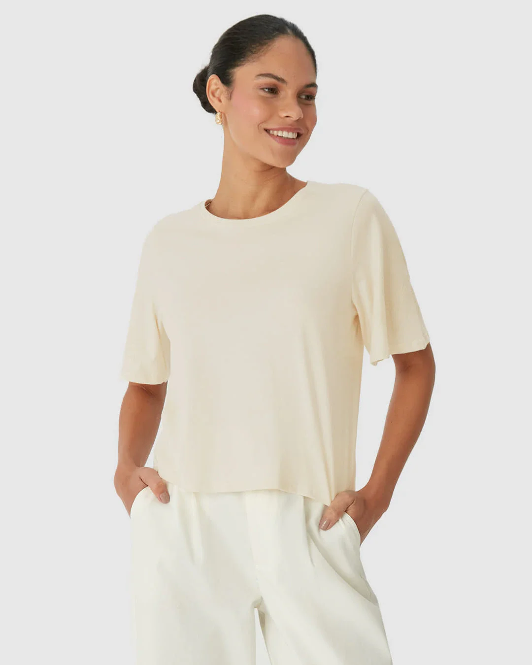 Blusa Feminina Manga Curta Com Estampa Puff Em Malha Comfy