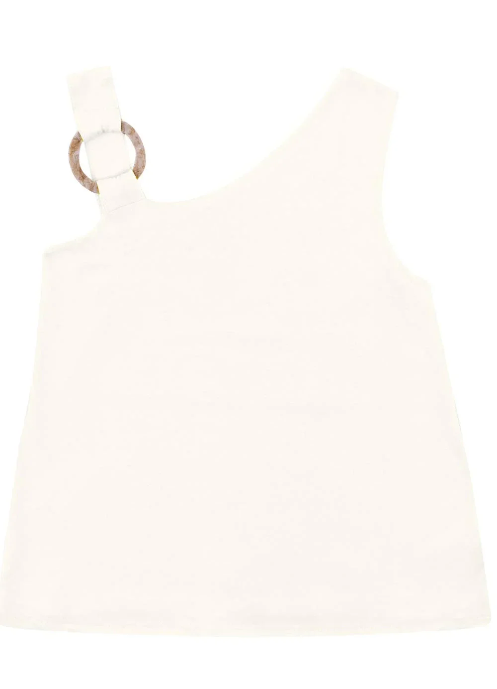 Malwee - Blusa Assimétrica com Argola Off White