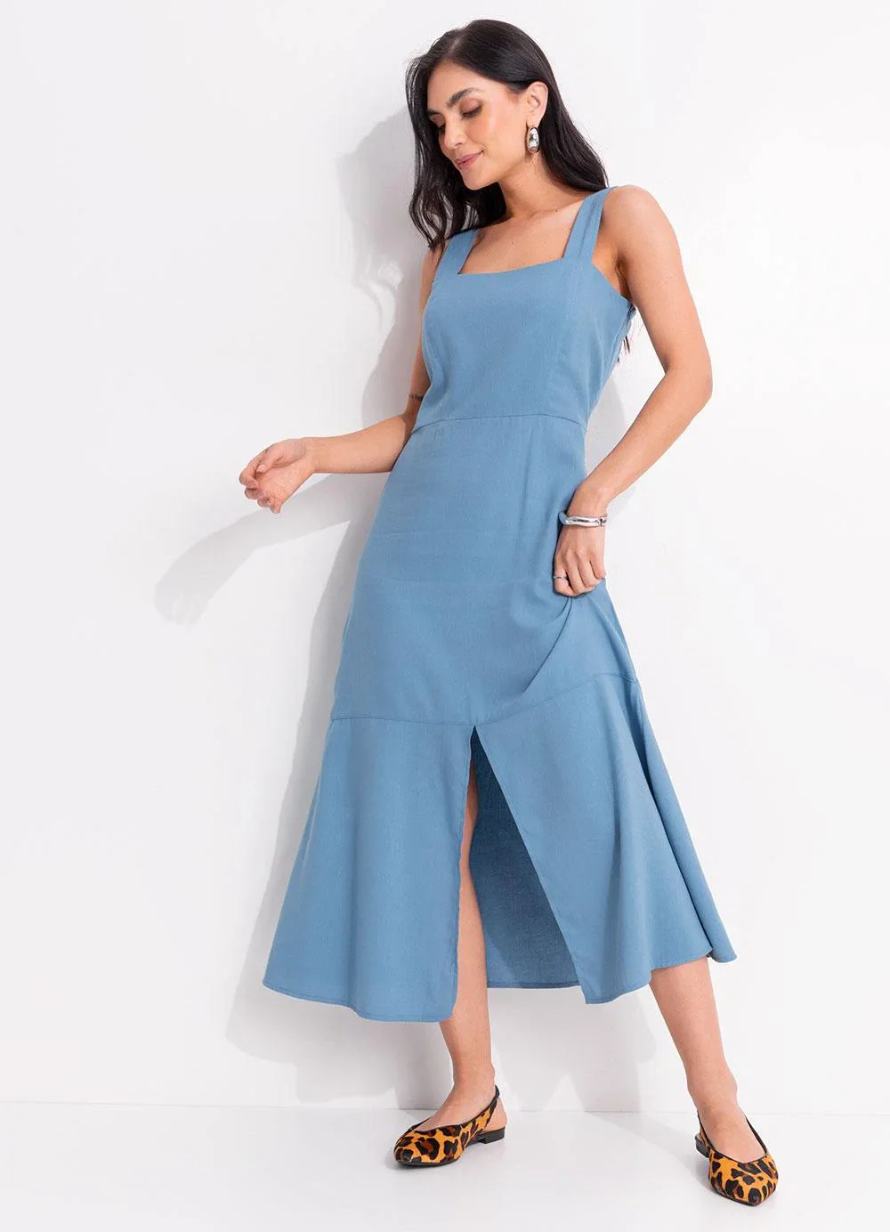 Quintess - Vestido Azul em Linho