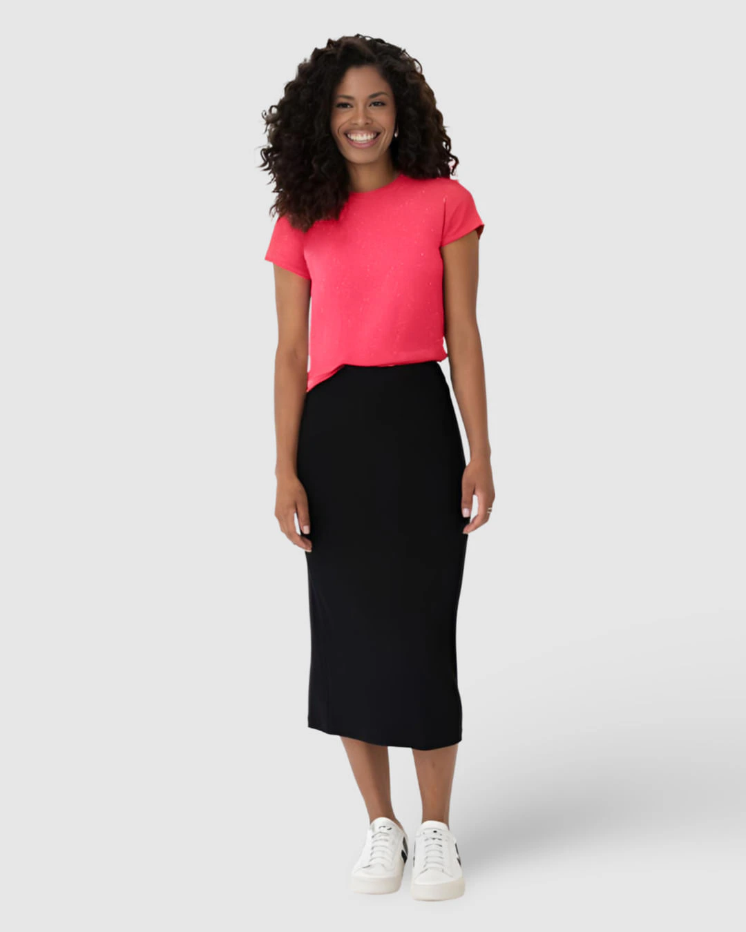 Blusa Básica Feminina Manga Curta Em Viscose Botonê Stretch