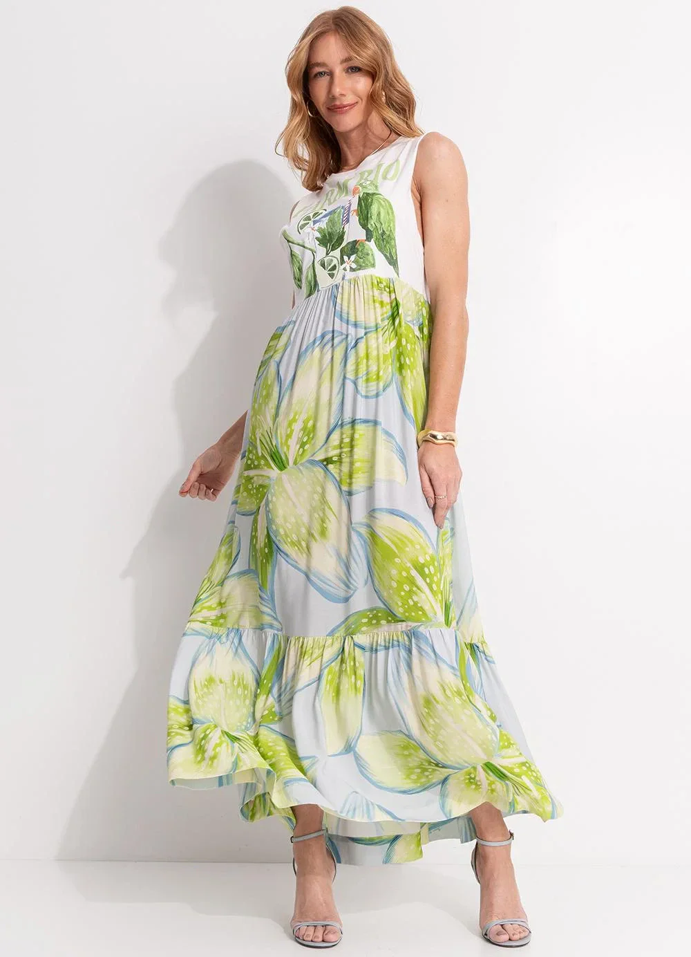 Farm - Vestido Midi Mojito Farm Rio Azul