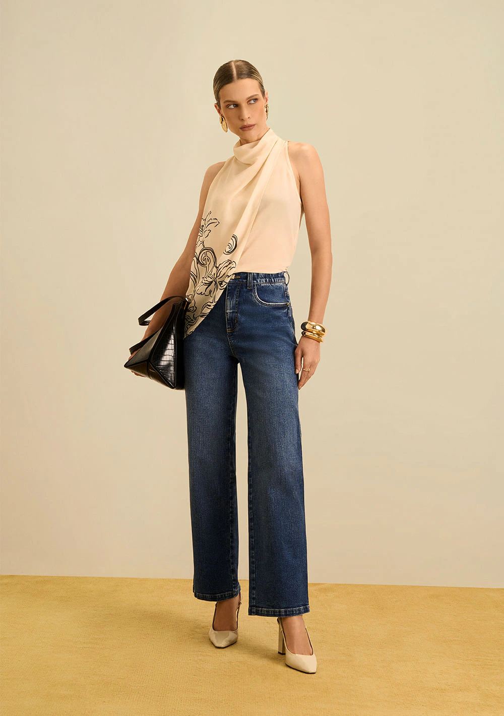 Calça Maria.Valentina Wide Alta Azul