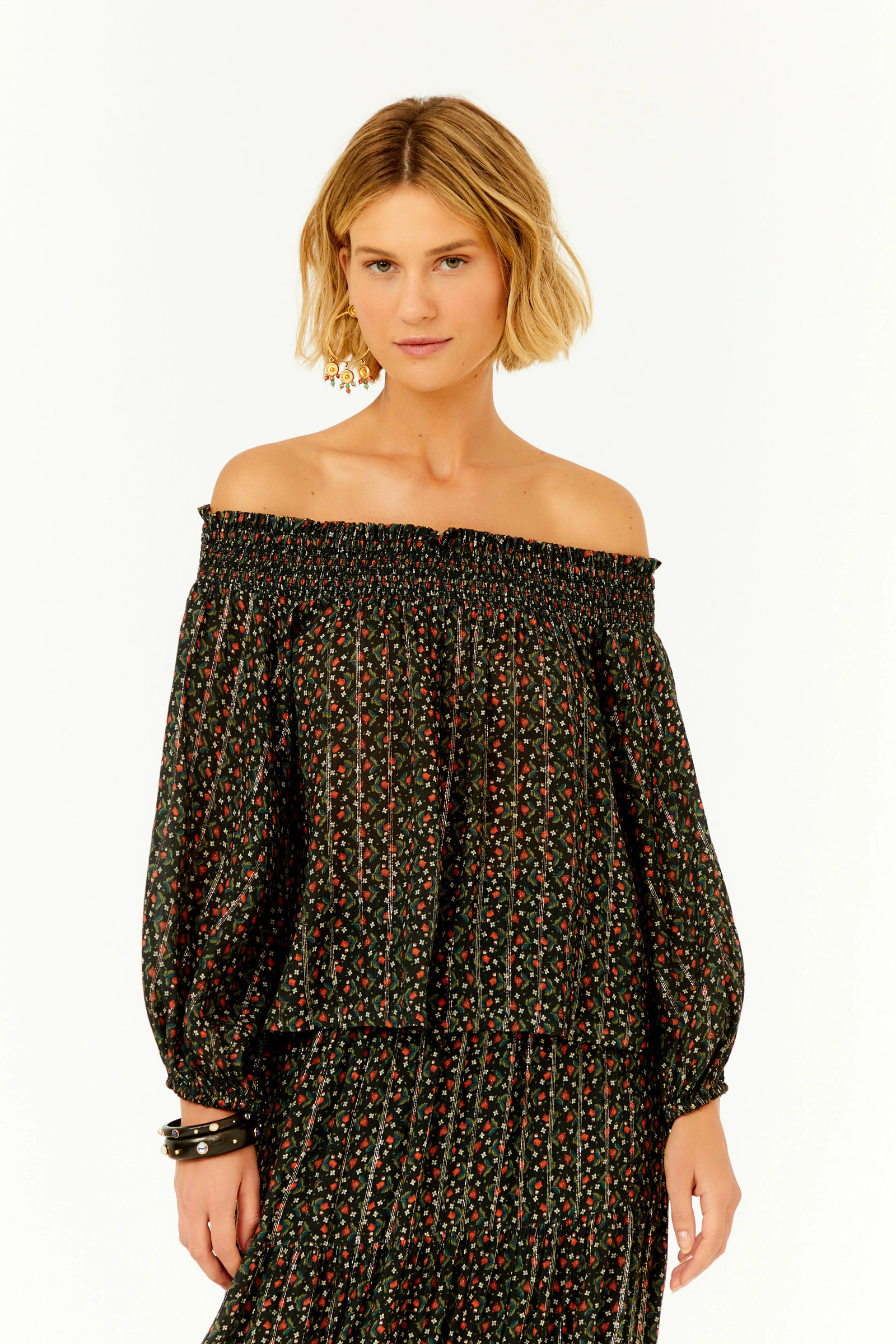 Blusa Ombro a Ombro Estampa Serena