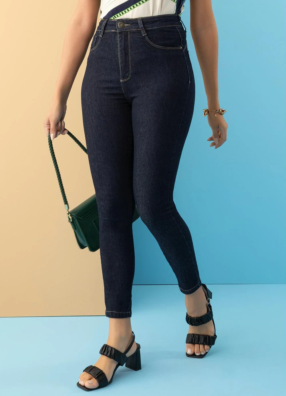 Sawary Jeans - Calça Cigarrete Básica Jeans Escura Sawary