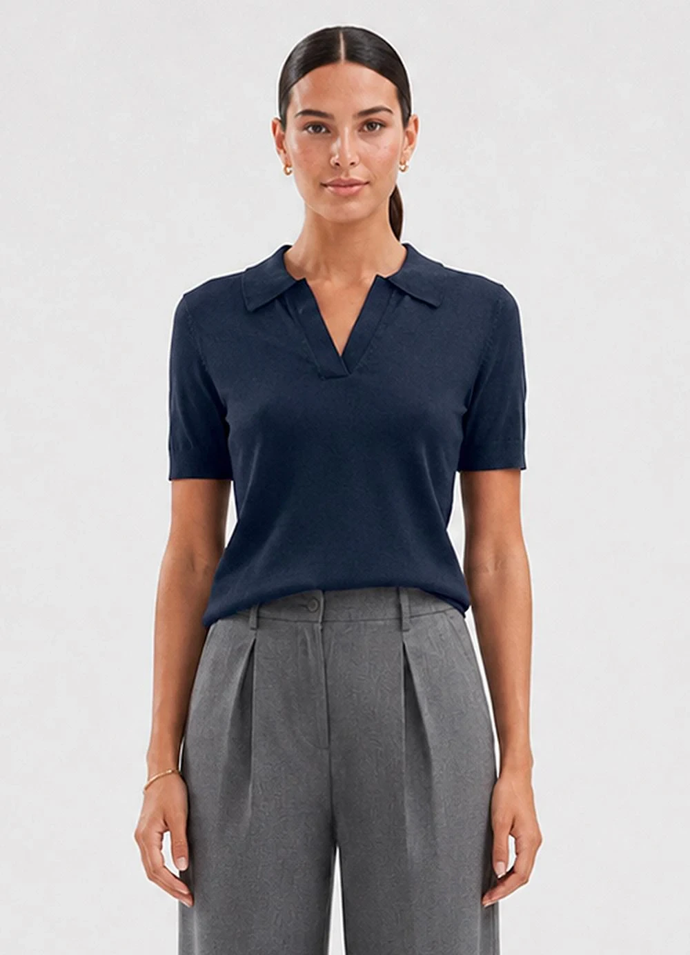 Rovitex - Blusa Polo Tricot Azul