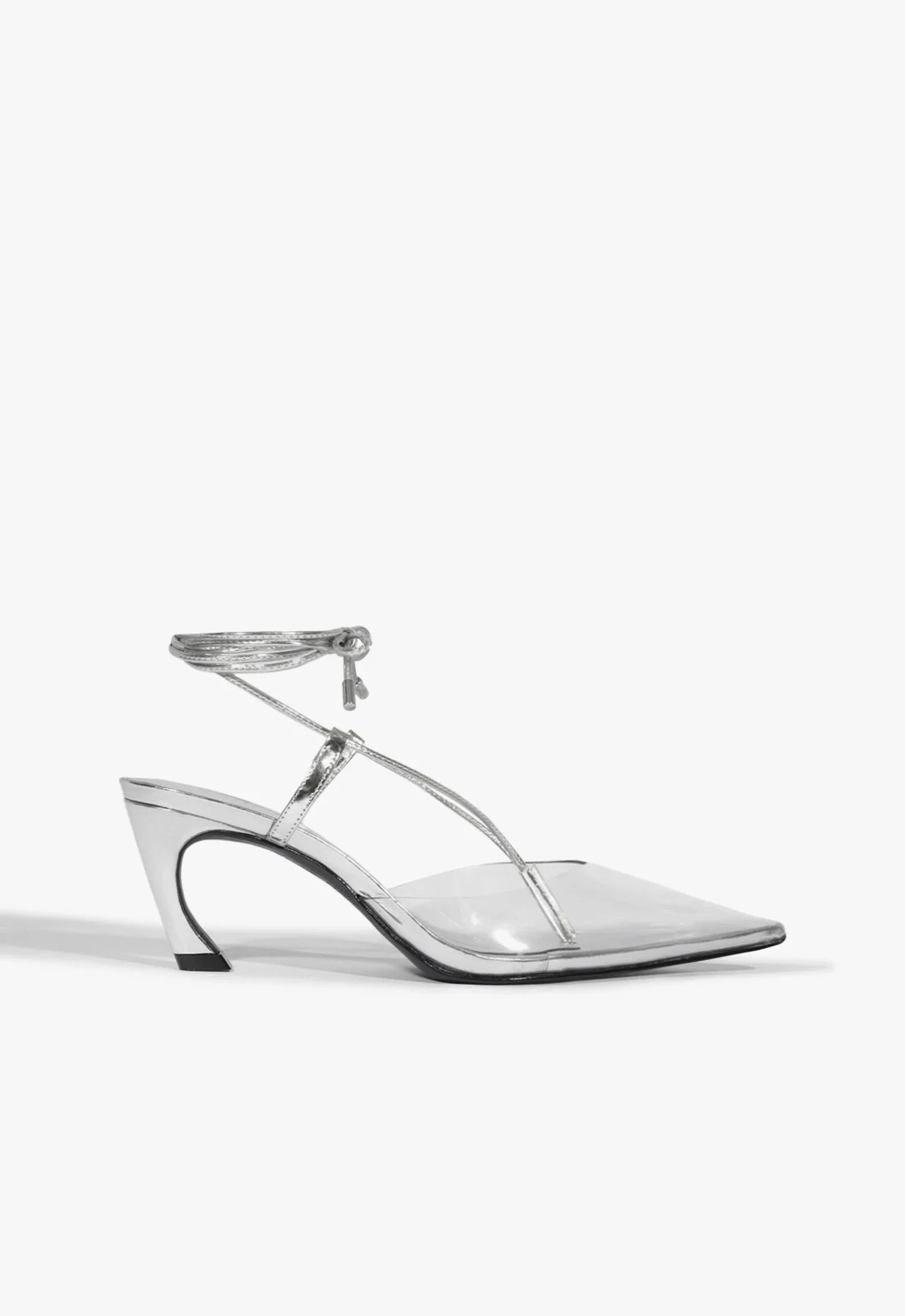 Scarpin Elvyra Mid Vinil Couro Prateado