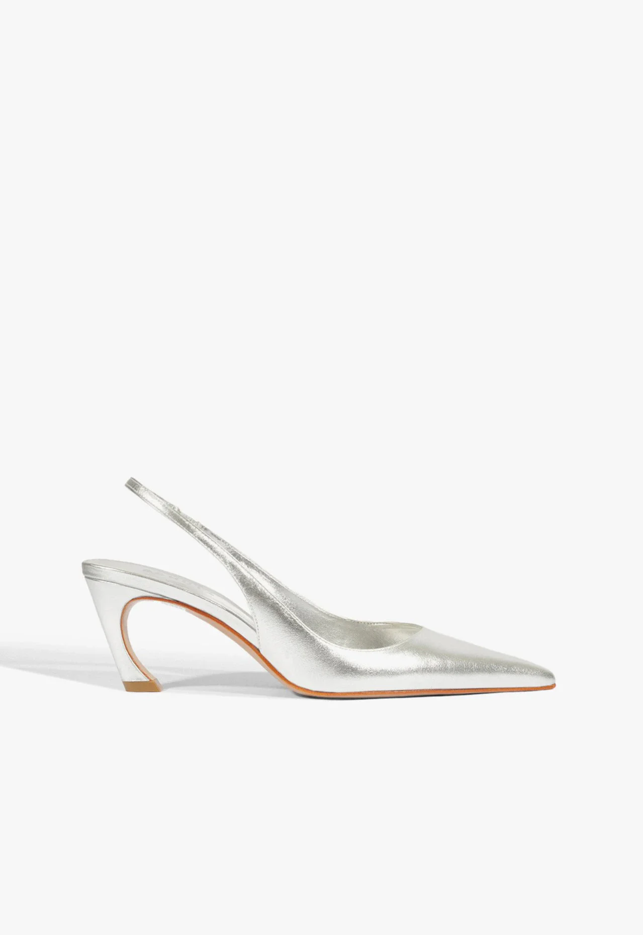 Scarpin Slingback Lexi Mid Couro Prata